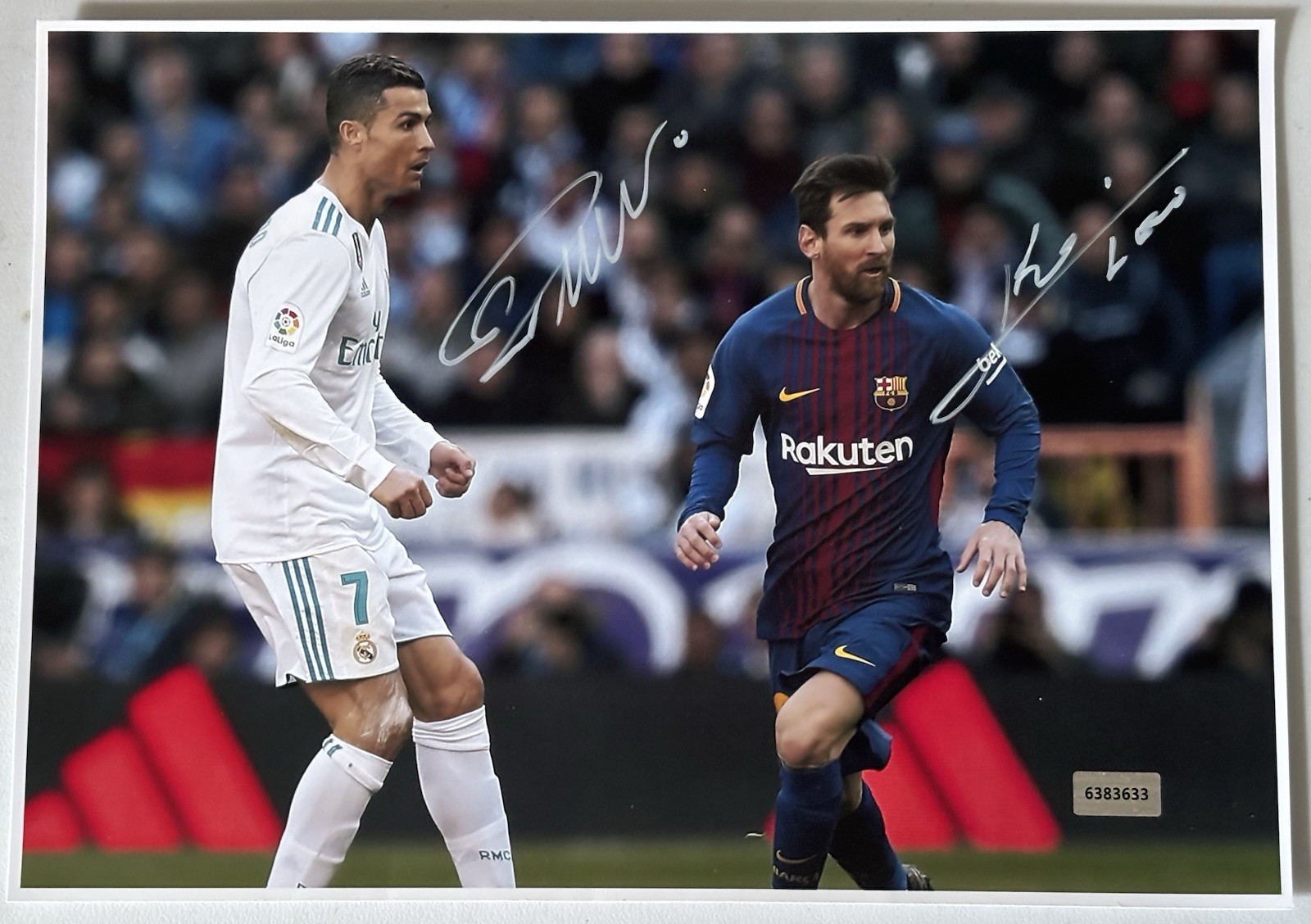 Lionel Messi And Cristiano Ronaldo Signed Photo, 8.5x12 with COA,