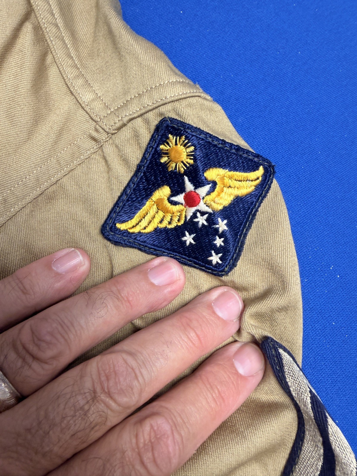 WWII cotton shirt 20th Air Force and Far East Army Airforce shirt near perfect