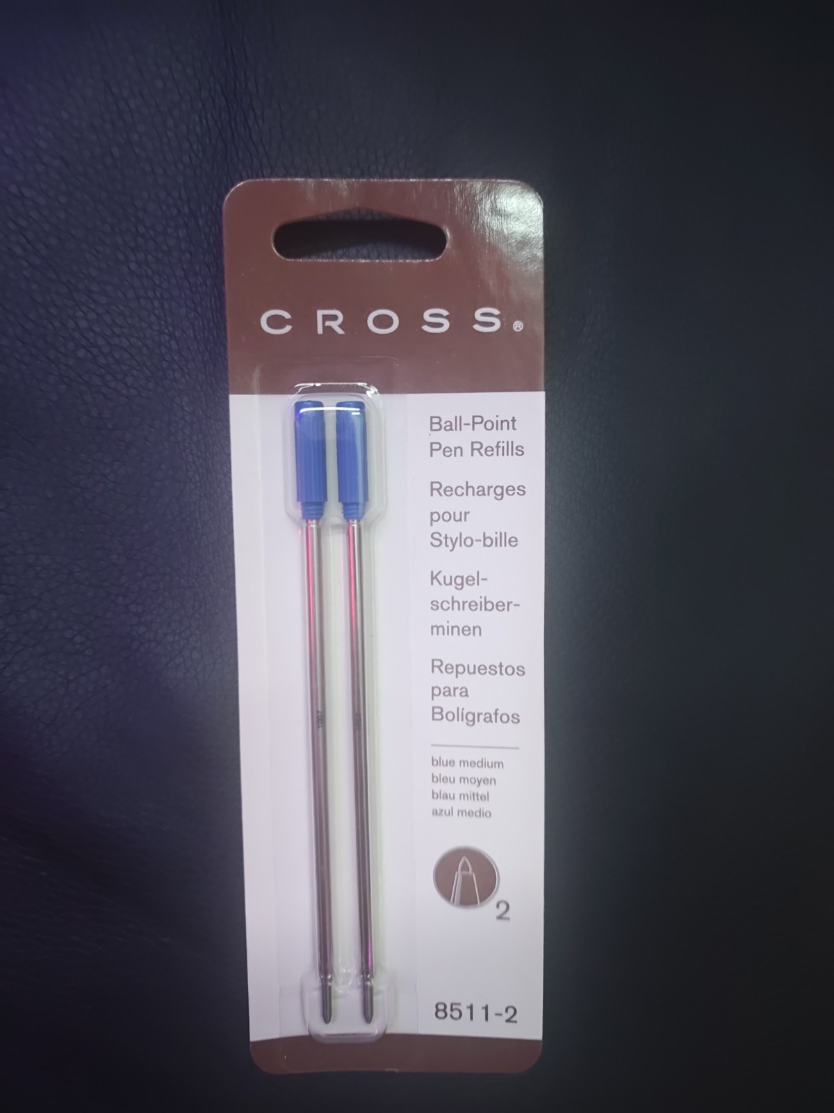 New Cross 8511-2 Ballpoint Pens Medium Blue Ink Refills Two-Pack