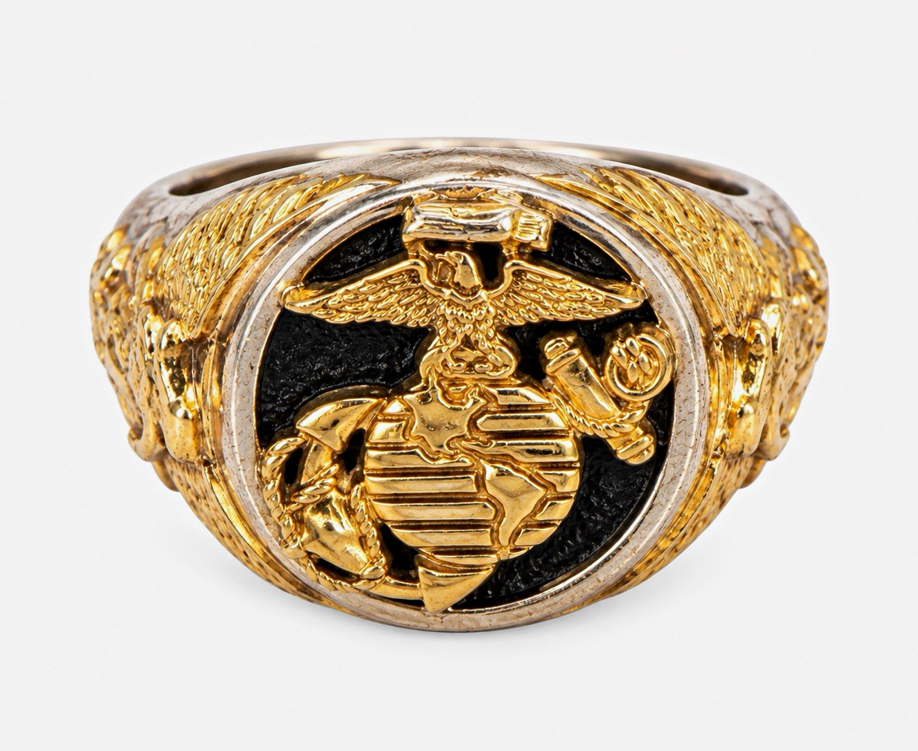 US Marine Corps EGA Emblem Gold & Silver Tone Militaria Ring - USMC Theme