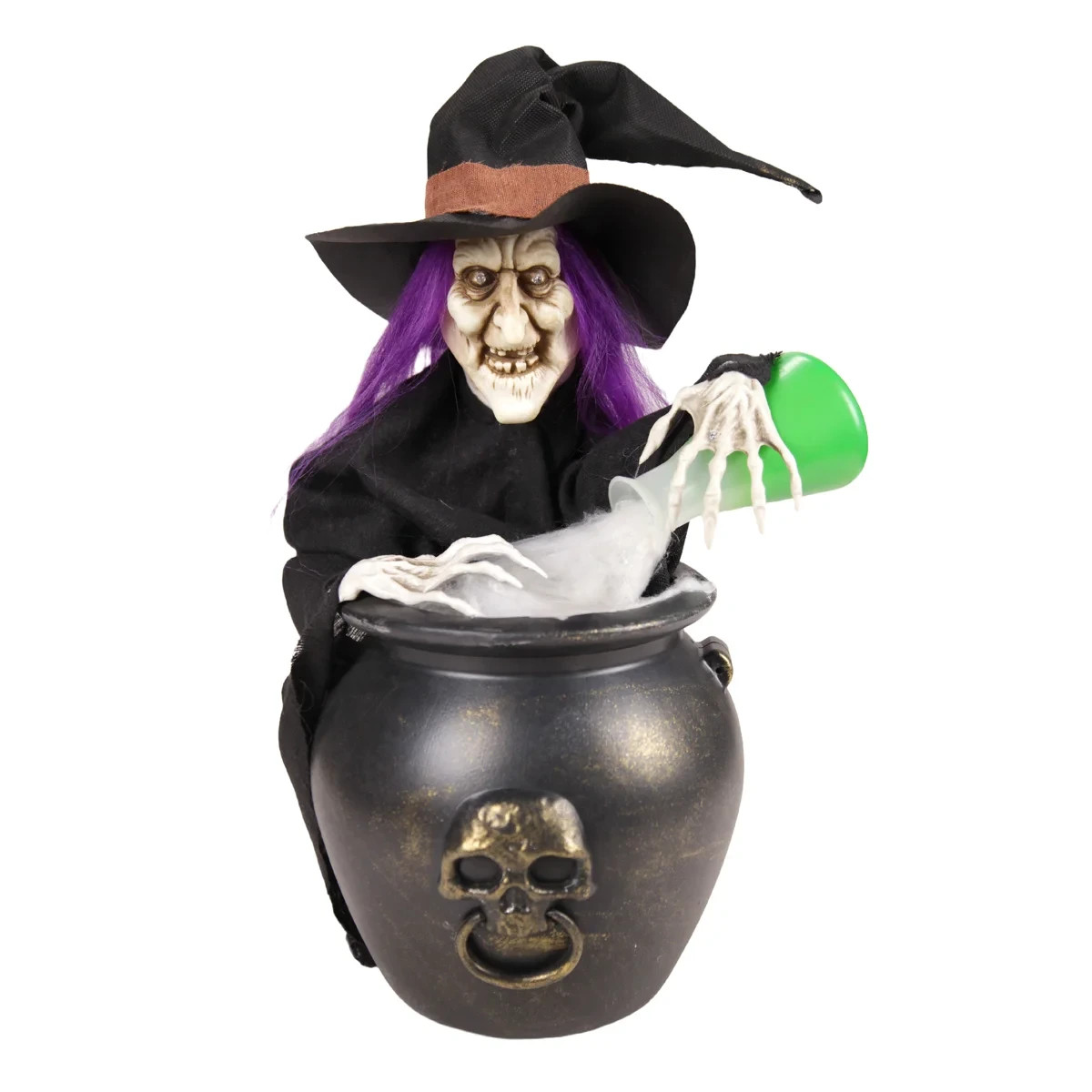 Witch Halloween Decor  Animatronic 22in LED Red Green Lights | 1ft 10in  Potion