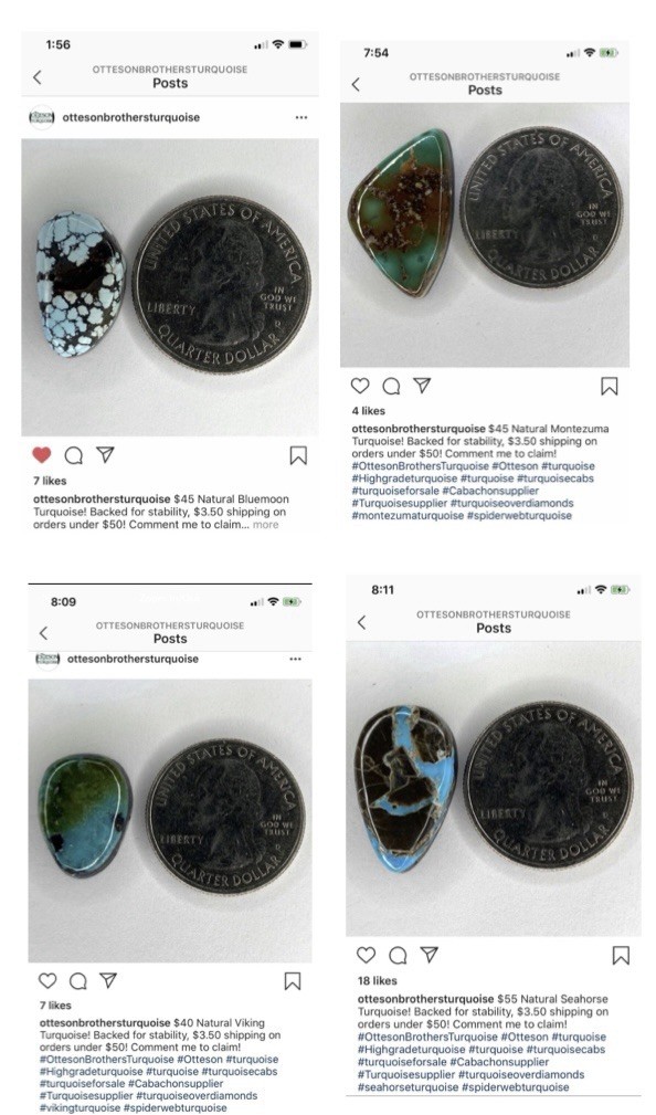 Otteson Brothers Turquoise (4 Pieces) Backed For Stability