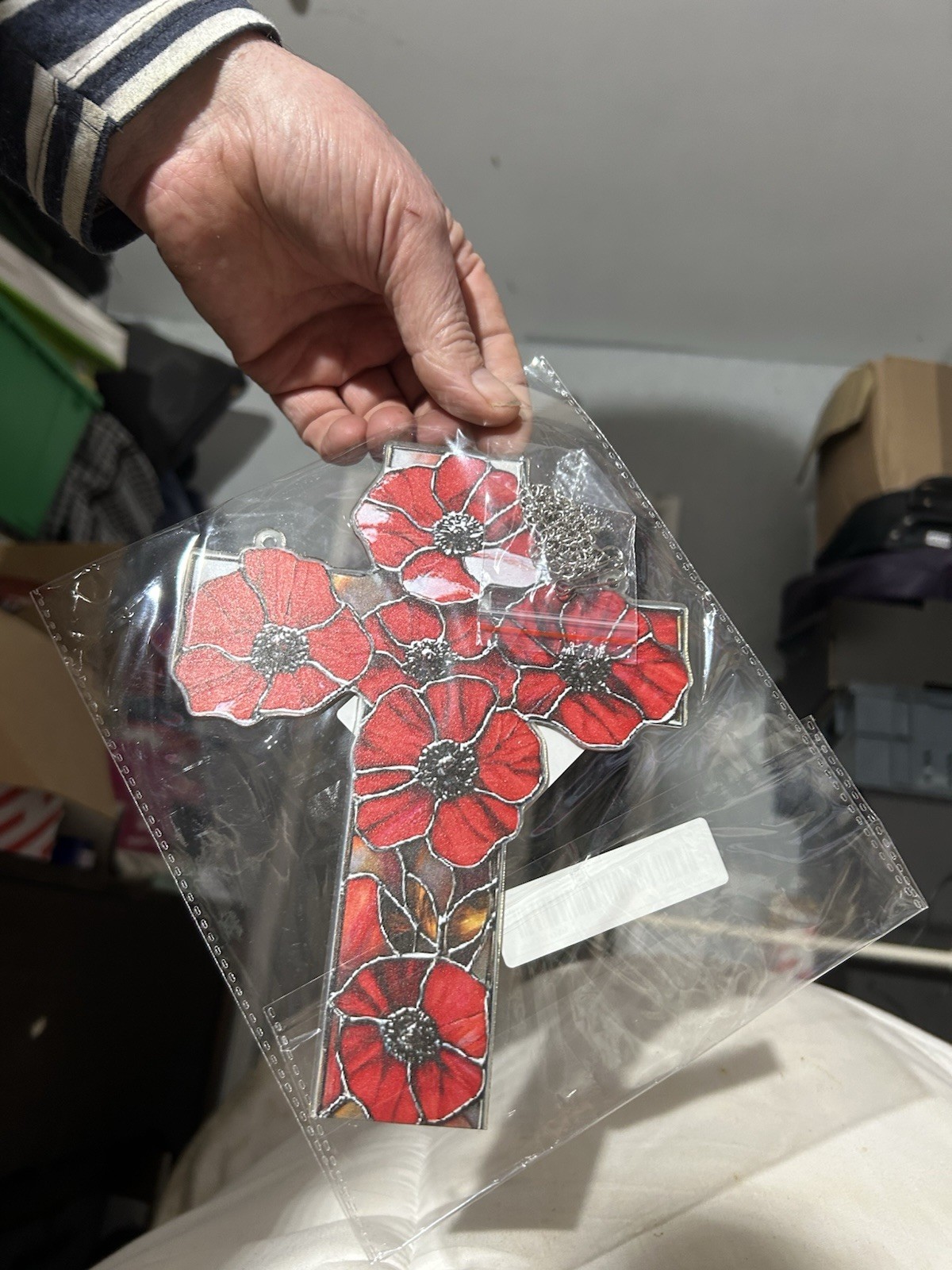 Poppies Decorated Cross Decoration 