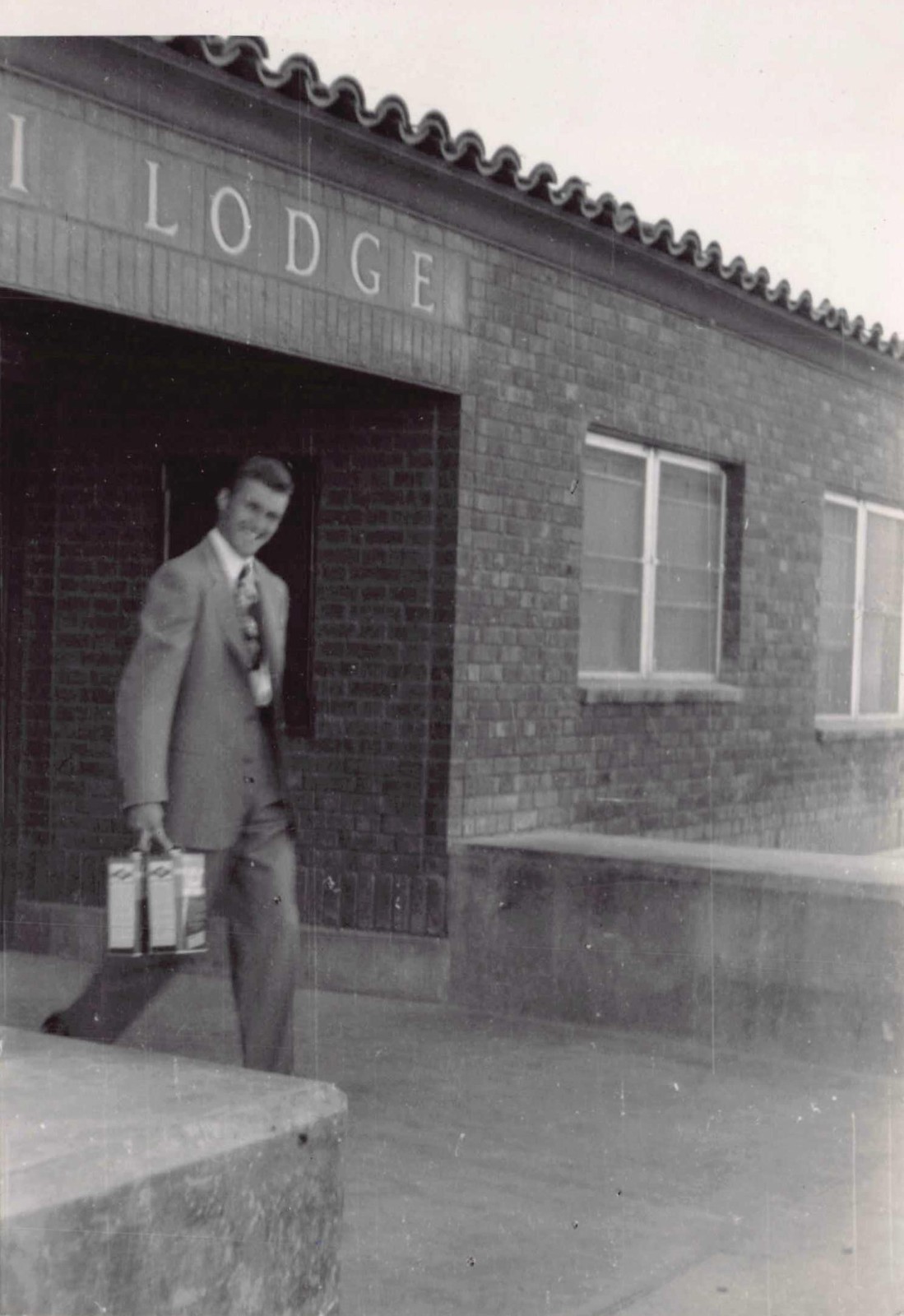 1950 Hopi Lodge Dormitory University of Arizona 1950s Photo Man Suit Exterior