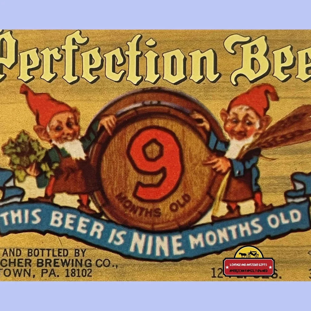 Vintage 1960s Perfection Beer Label 🍺 Horlacher Nine Months Old, Allentown PA