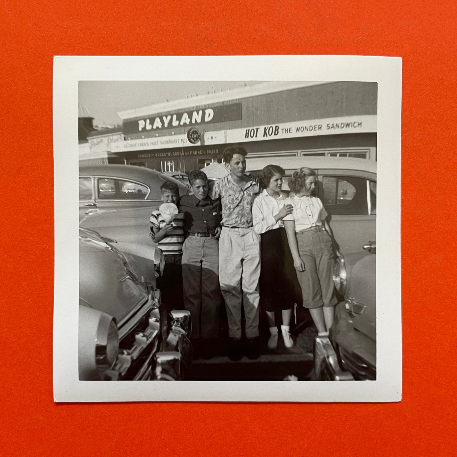 1955 Playland-At-The-Beach Entrance Found Photo • San Francisco • 5 Kids & Cars
