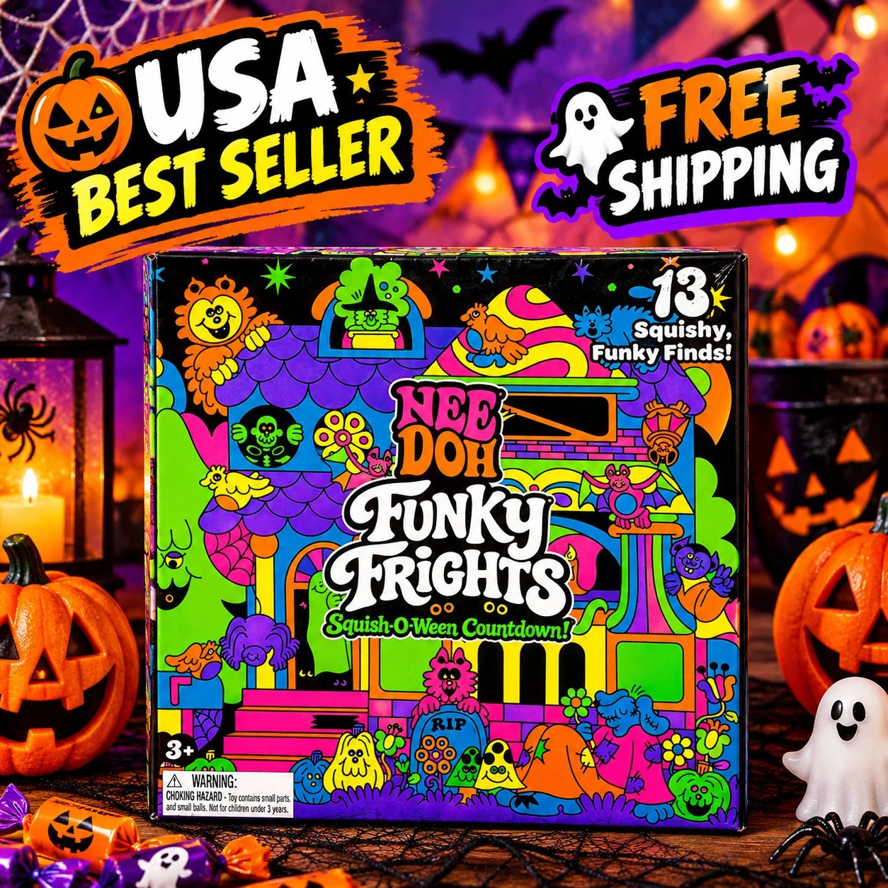NeeDoh Halloween Funky Frights Squish-O-Ween Countdown calendar Nee doh squishy