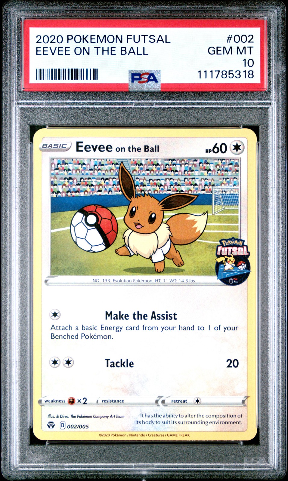PSA 10 EEVEE ON THE BALL 002 | Futsal Promo Pokemon Card