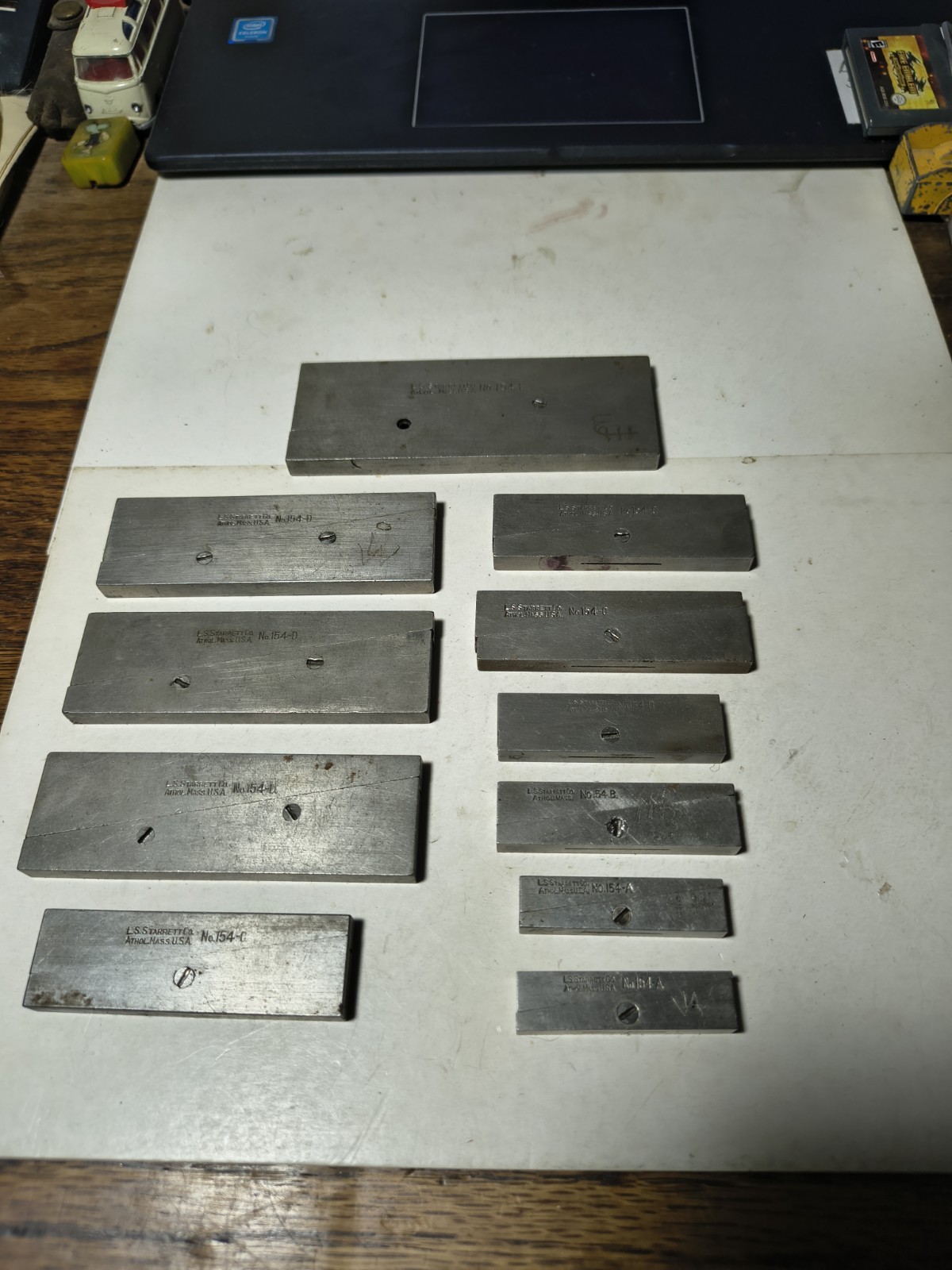 L. S. Starrett No. 154 Set of (11) Adjustable Parallels (A-E) Machinist Tools