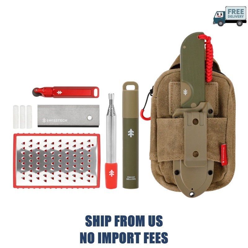 Swiss Tech Fixed Blade Kit, 6 Piece, Campfire, Camping Essentials Set
