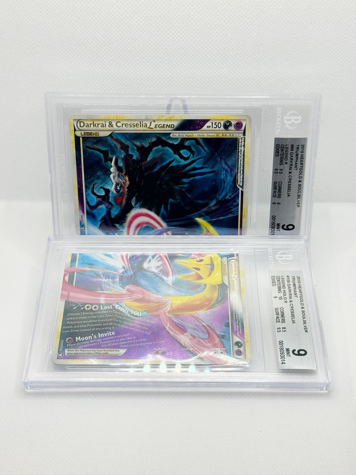 2010 Pokemon HG & SS Triumphant Darkrai & Cresselia LEGEND BGS - PSA English