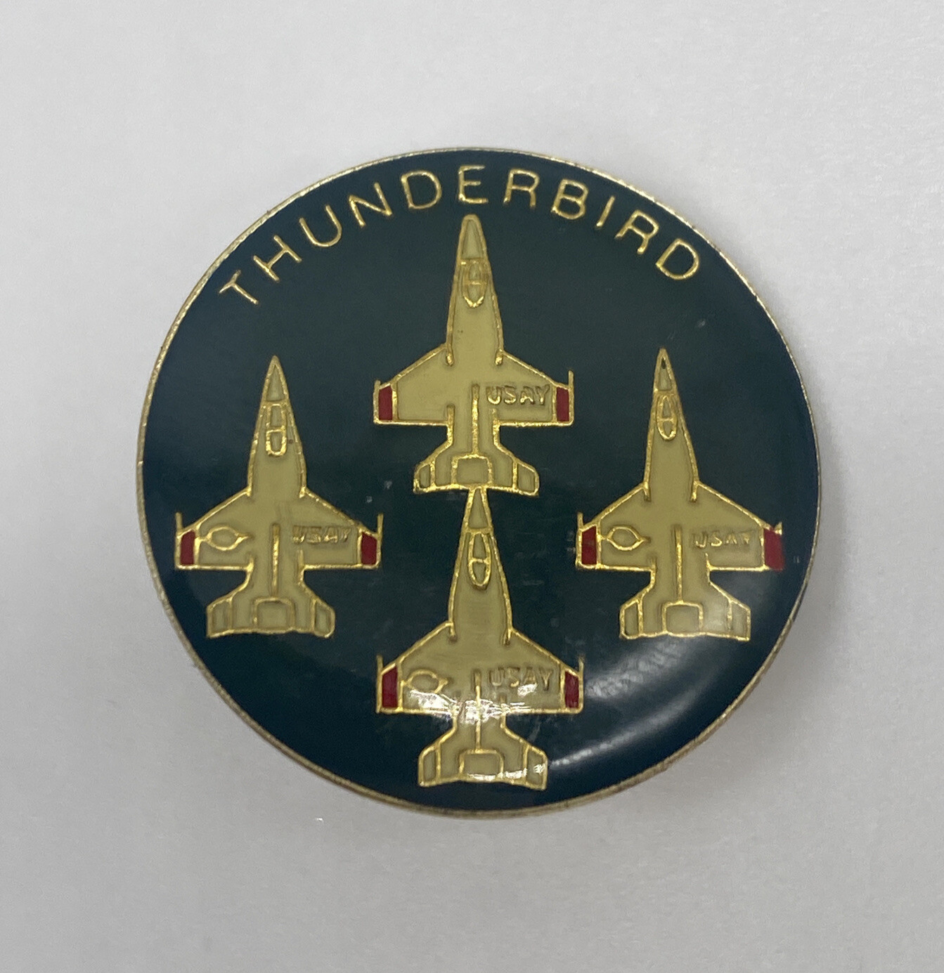 Vintage Thunderbird Jets In Formation Enamel Lapel Hat Pin