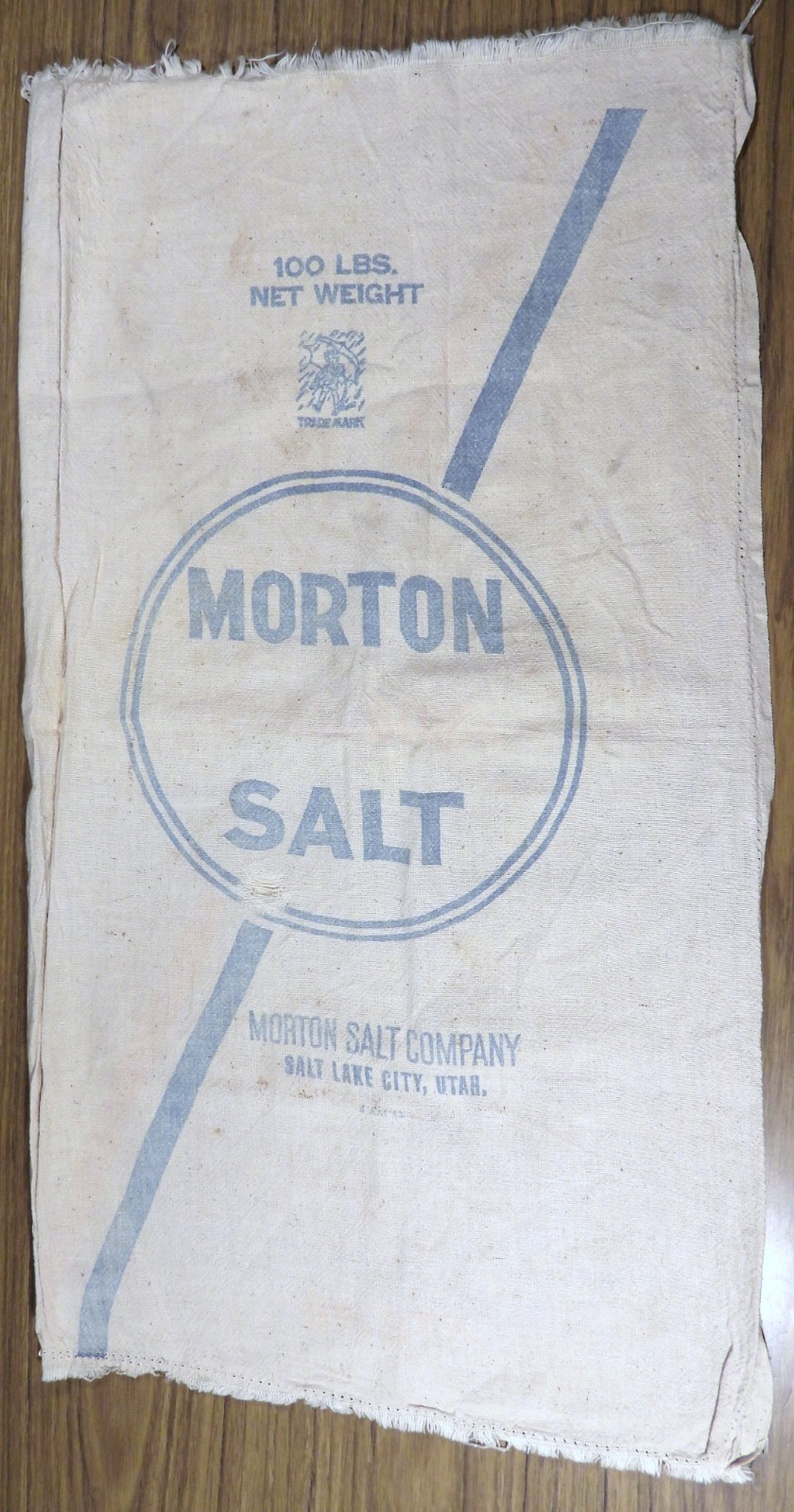 Antique Vtg Morton Salt Company Salt Lake City Utah 100 Pound BAG Cloth Sack
