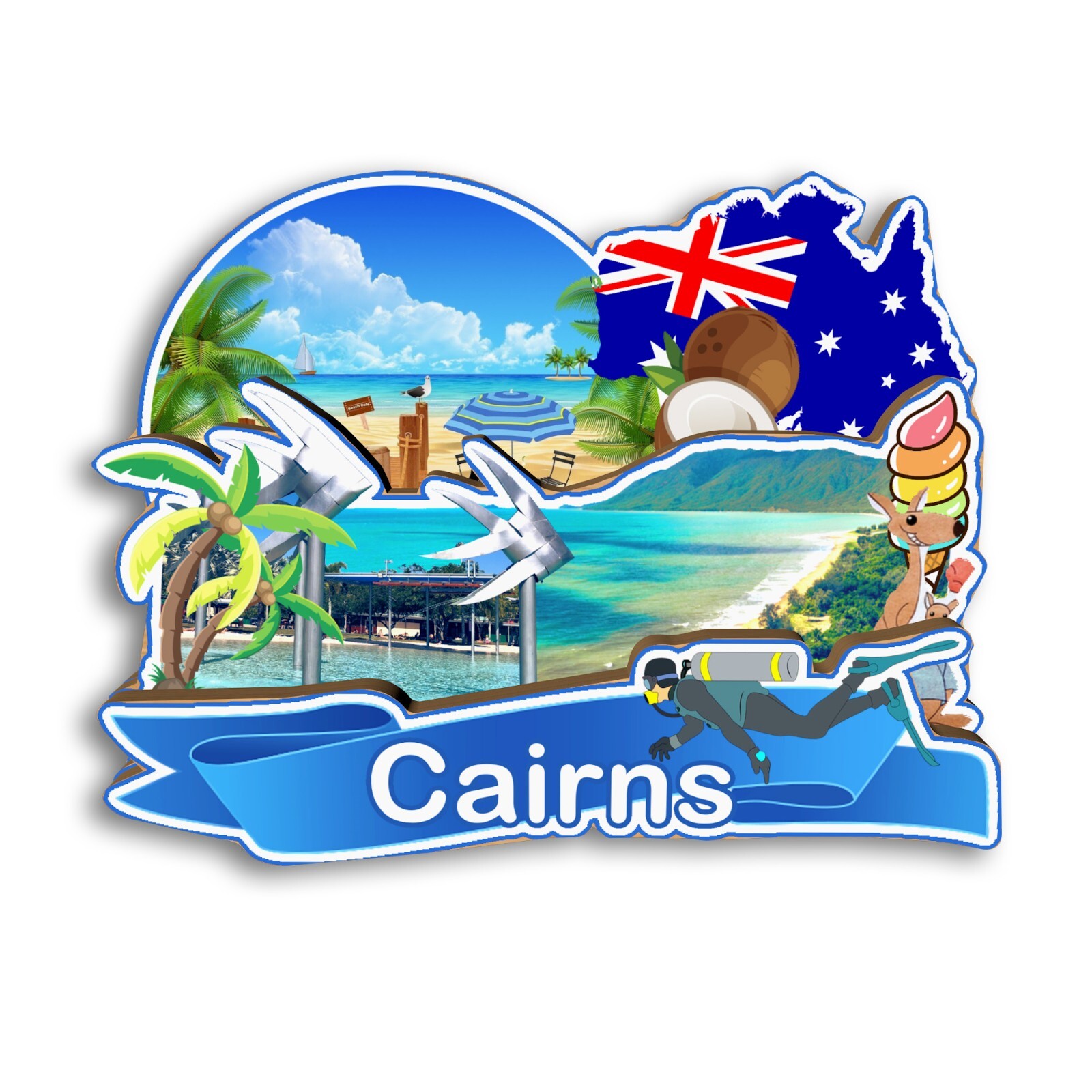 Cairns Australia Refrigerator magnet 3D travel souvenirs wood craft gifts