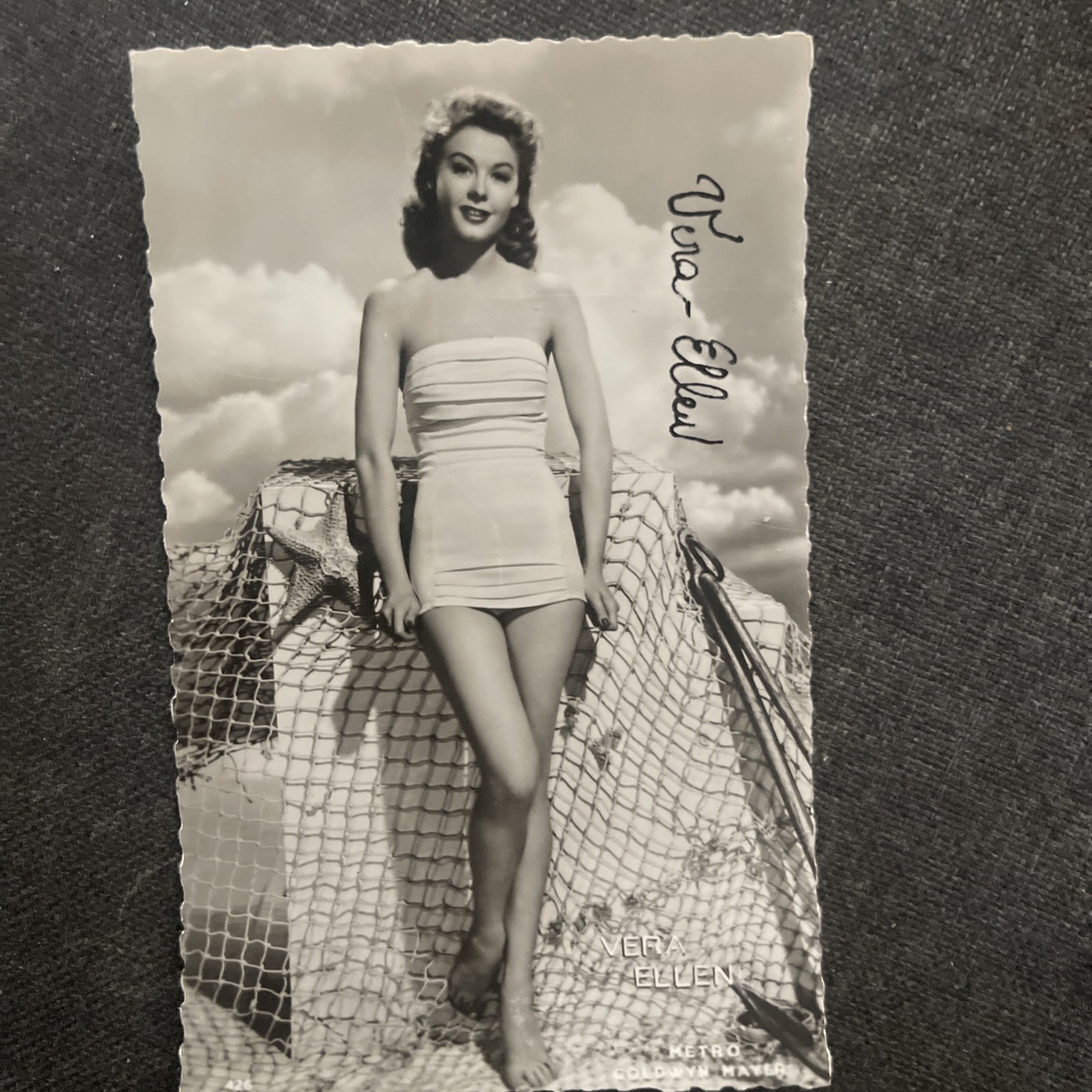 Vintage Vera Ellen Signature Original Autograph Cinema Postcard