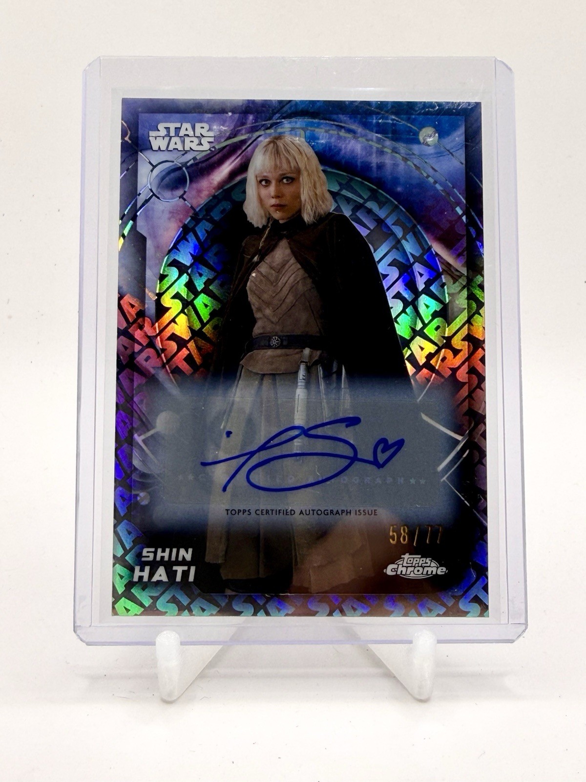 2026 Topps Chrome Star Wars Shin Hati Logo Refractor /77  #56 Auto Signed Card