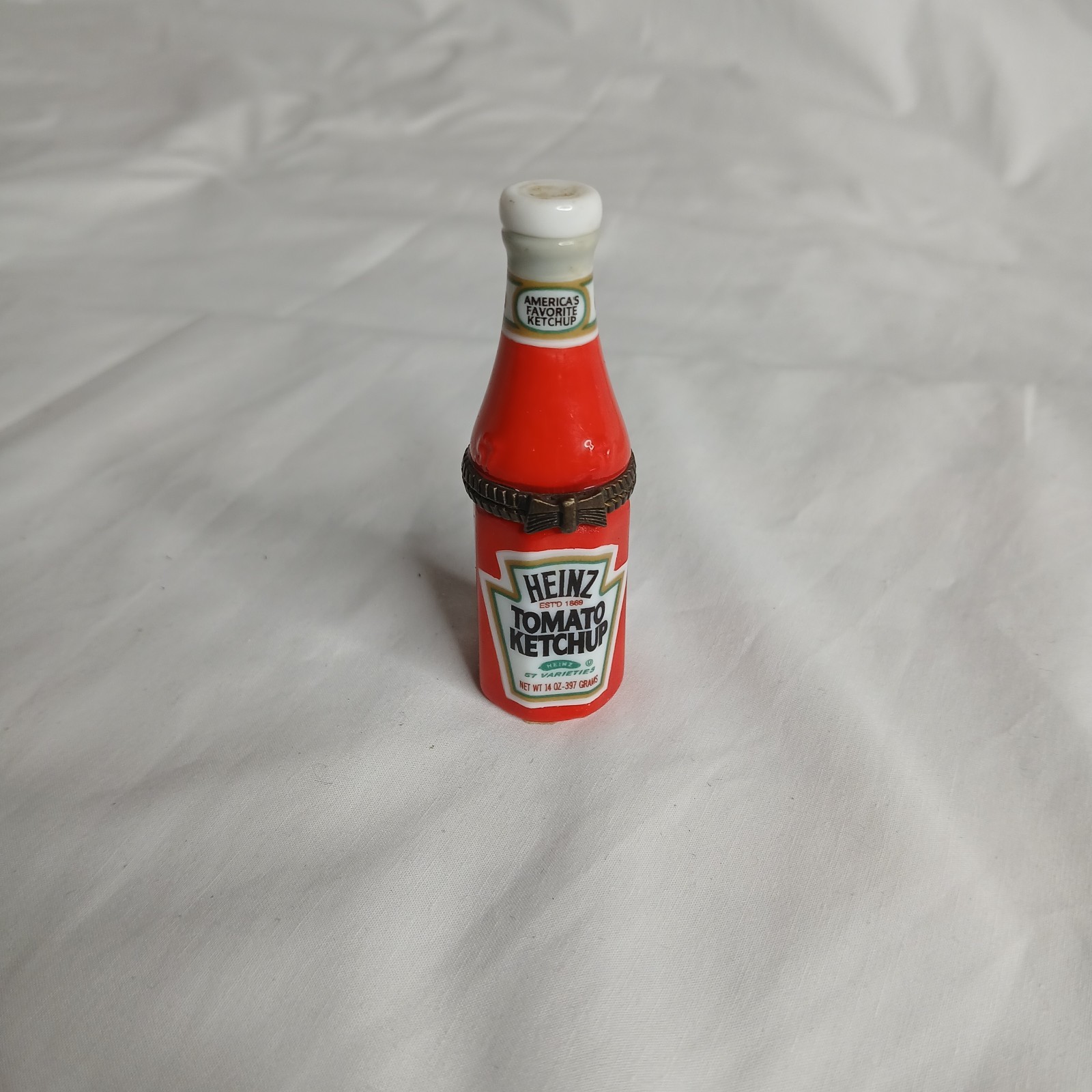 VTG 1998 Heinz Ketchup Bottle PHB Porcelain Hinged Box - Heinz Trinket Box 