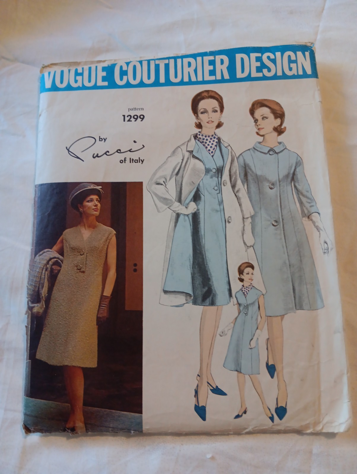 Vintage 60s  Vogue Couturier 1299 Pucci Dress Coat Sz 16 B36 Uncut DIY Craftcore