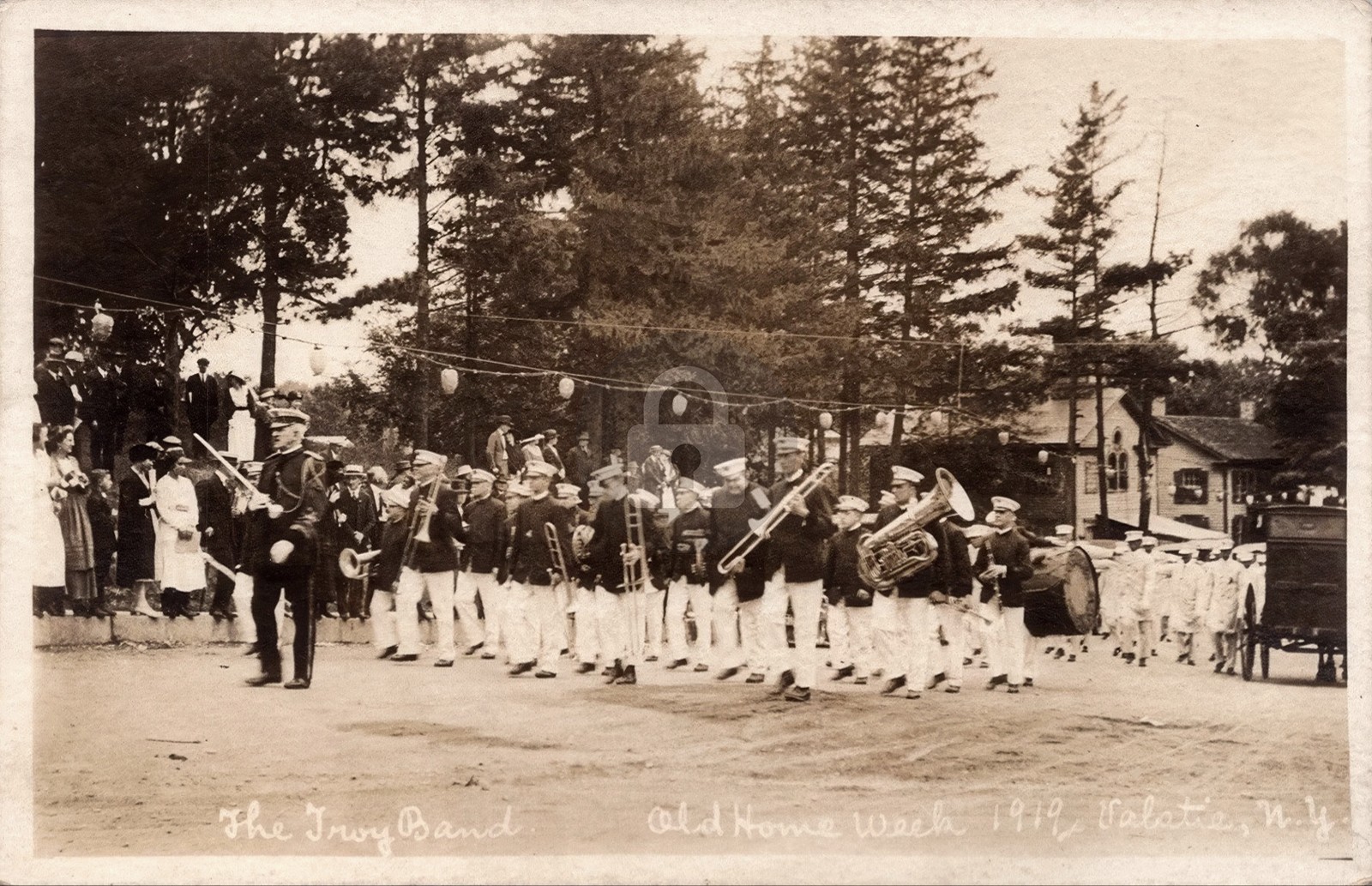Troy NY Band Old Home Week Parade 1919 Valatie NY Columbia Co. RPPC COPY