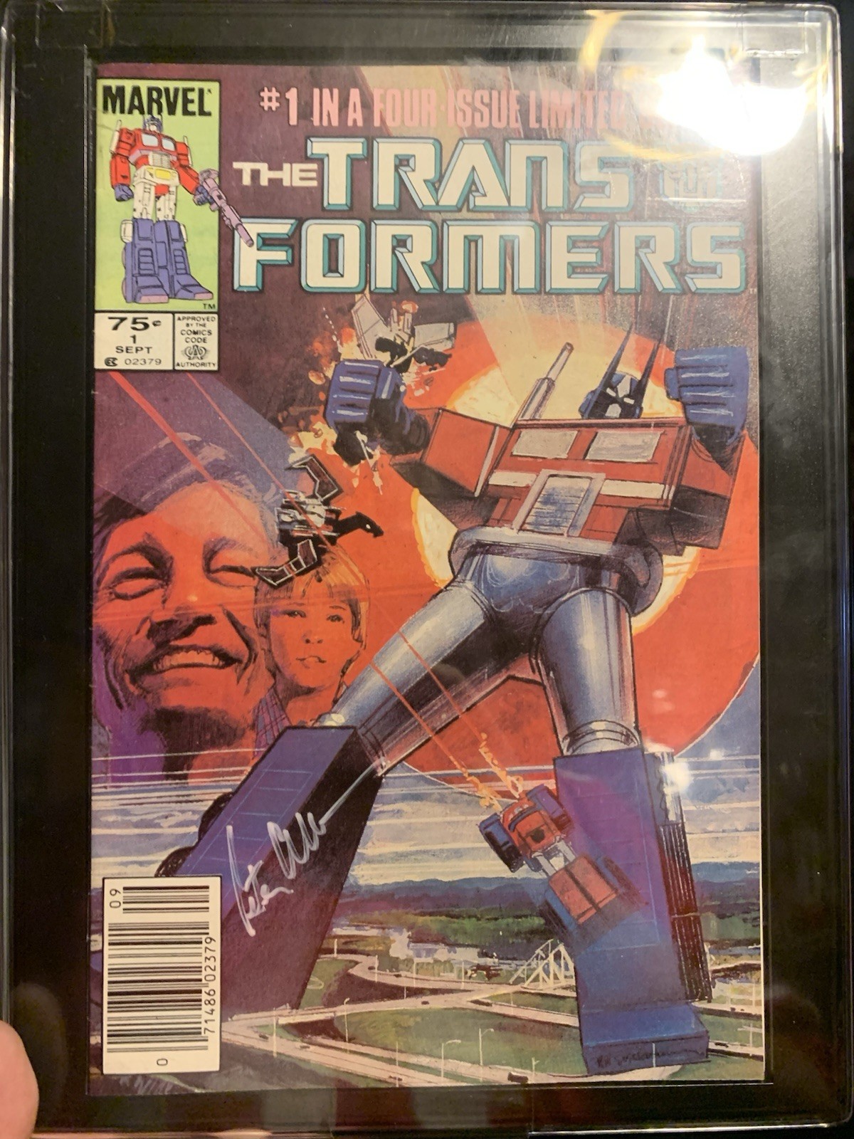 Marvel The Transformers #1 Optimus Prime Copper Age 1984 signed Peter Cullen.