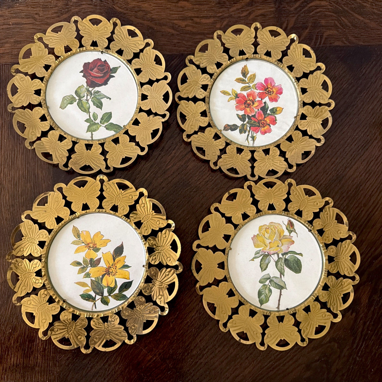 4pc Brass Butterfly Vtg MCM 6\