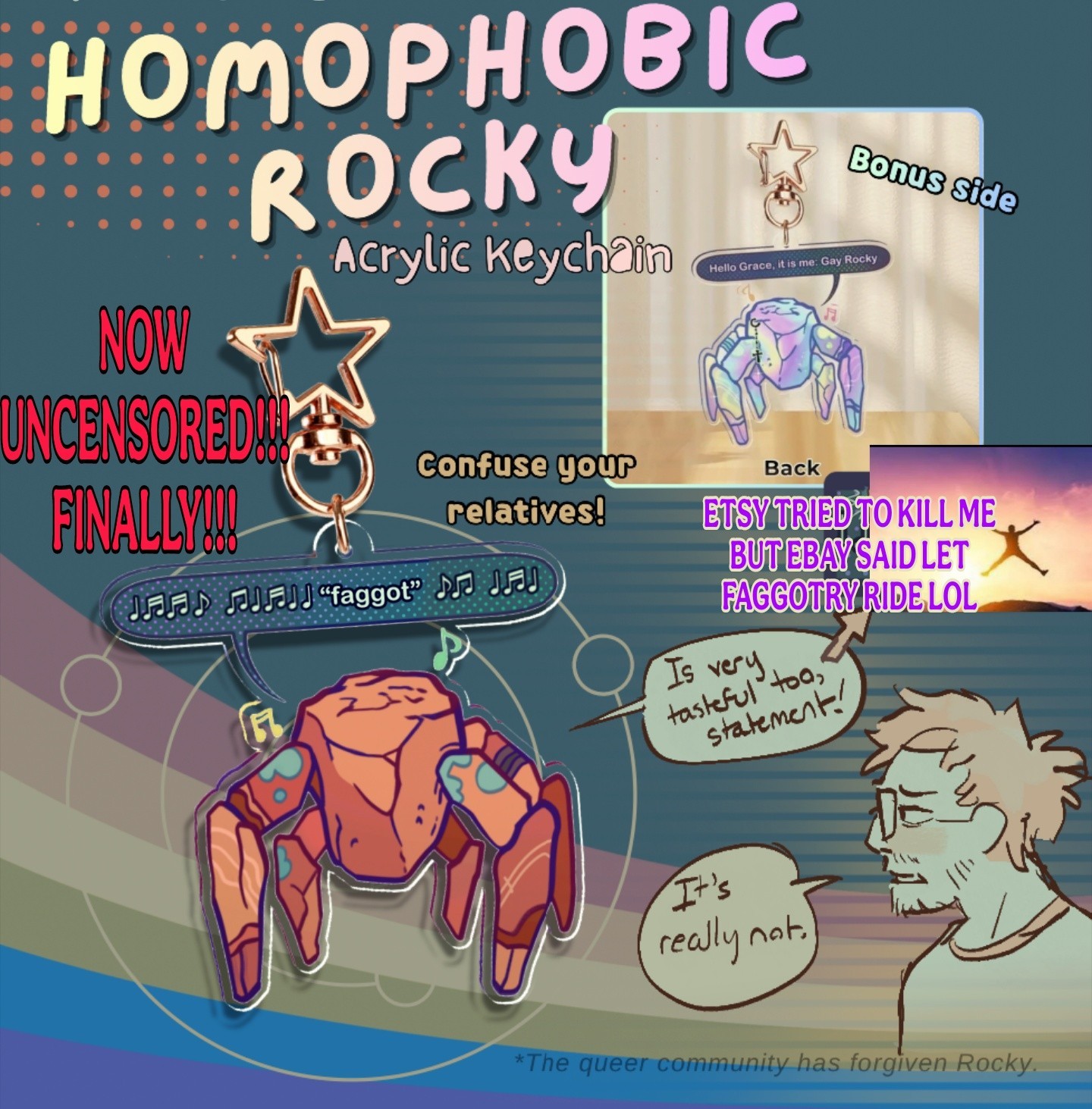 THE ORIGINAL Homophobic Rocky Uncensored Keychain - Project Hail Mary (Canada)