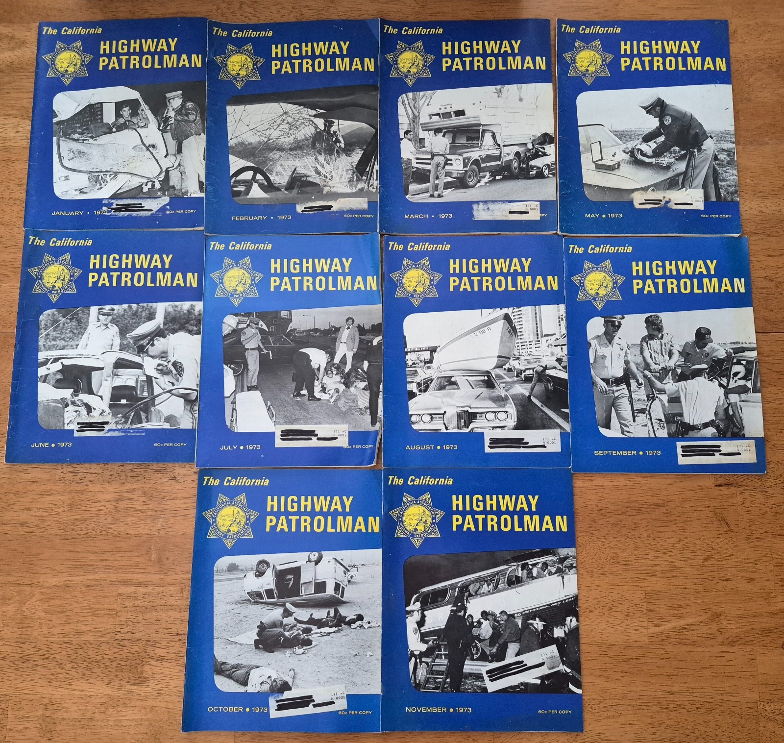 Vintage Lot Of 10 1973 CHP California Highway Patrol Magazines