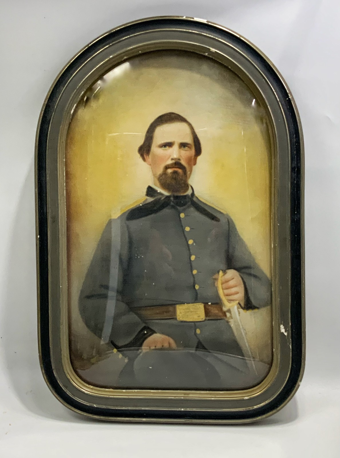 Ca 1920s convex glass Photo of Capt Abner Monroe Reynolds Confederate Civil war