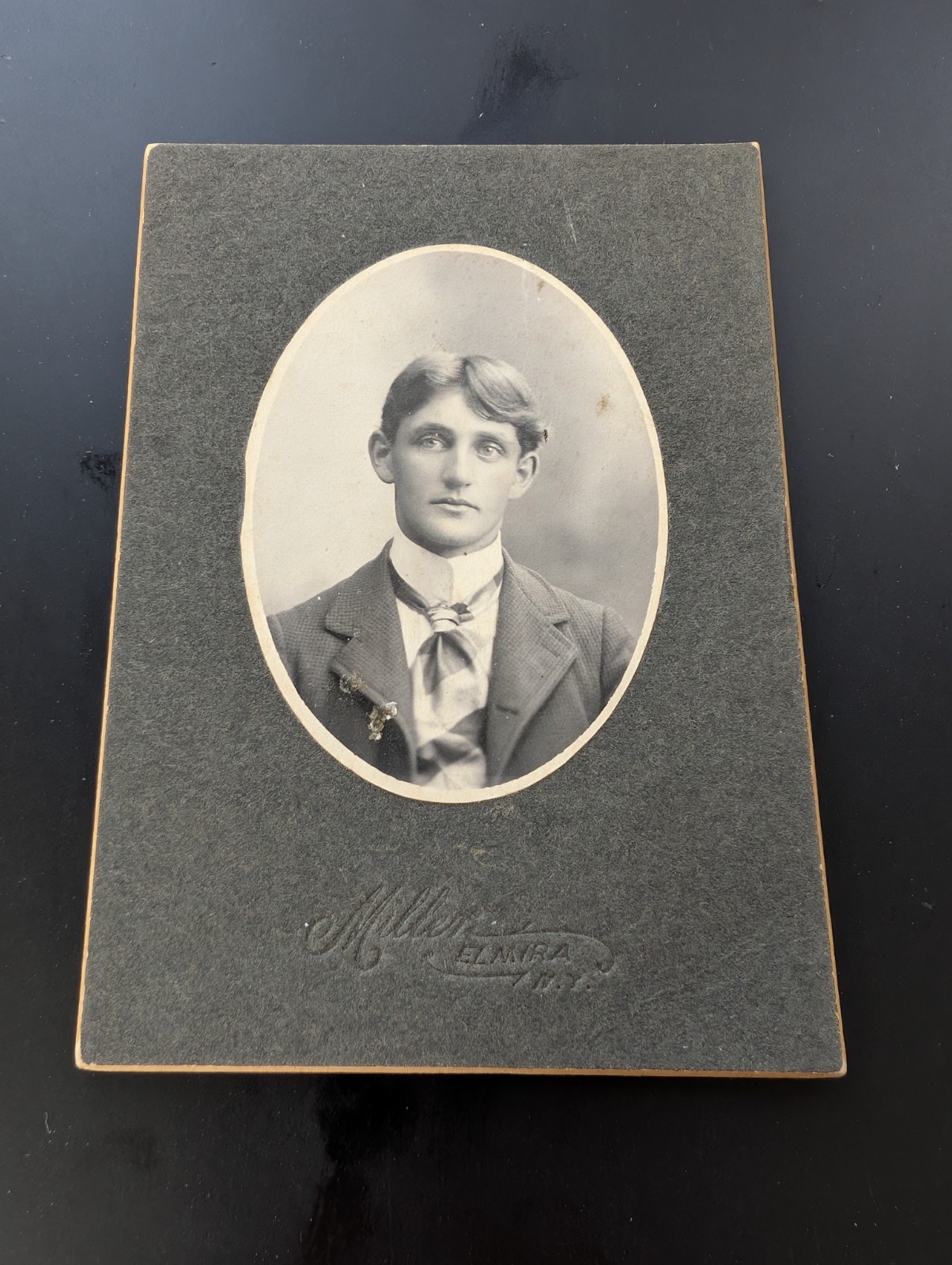 1898\'s OVAL WINDOW Card Mount 3x4 1/4ish- Good Looking Man-from Miller Elmira NY