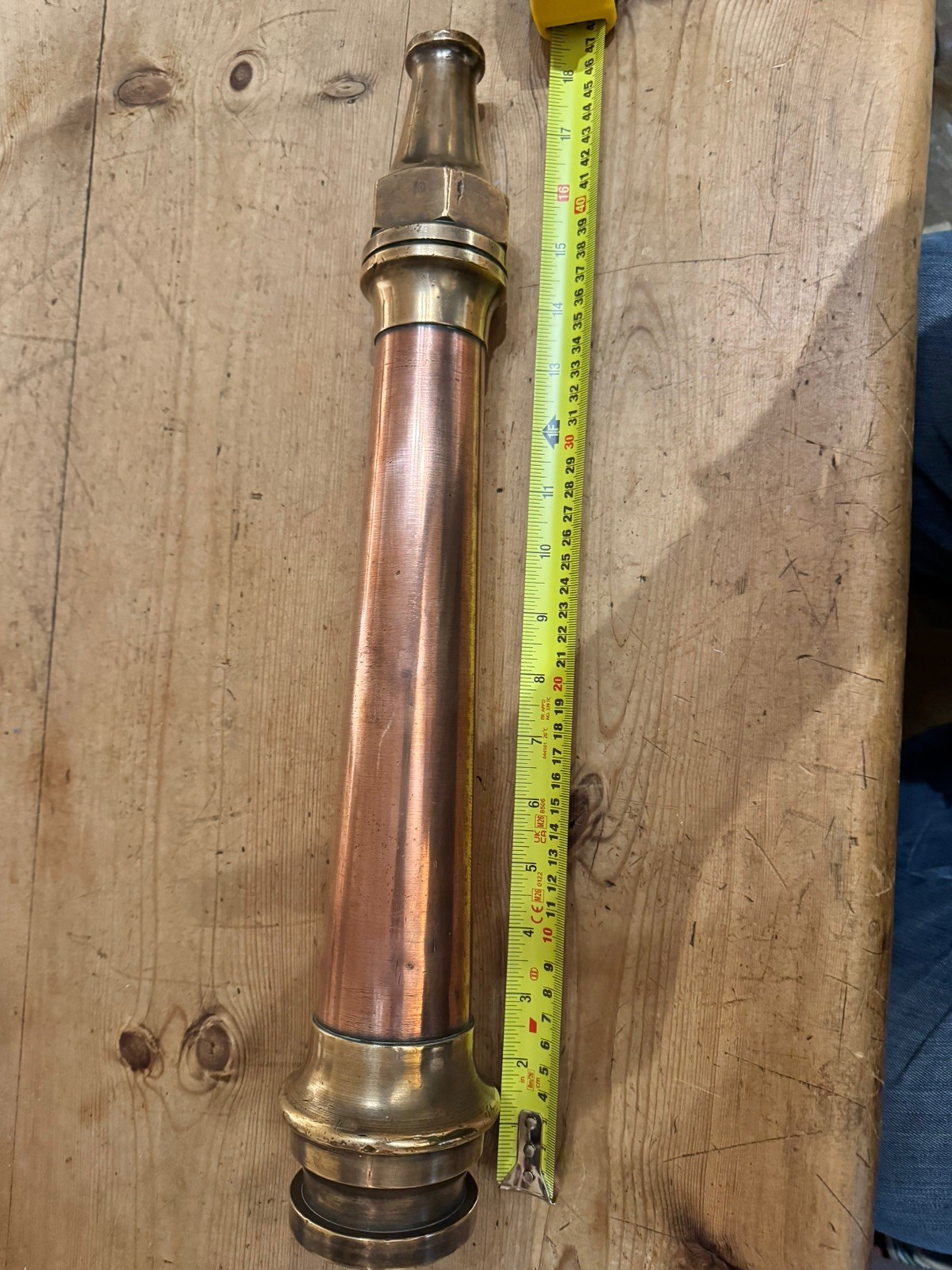 Vintage British made Brass & Copper hose Fire Brigade nozzle.
