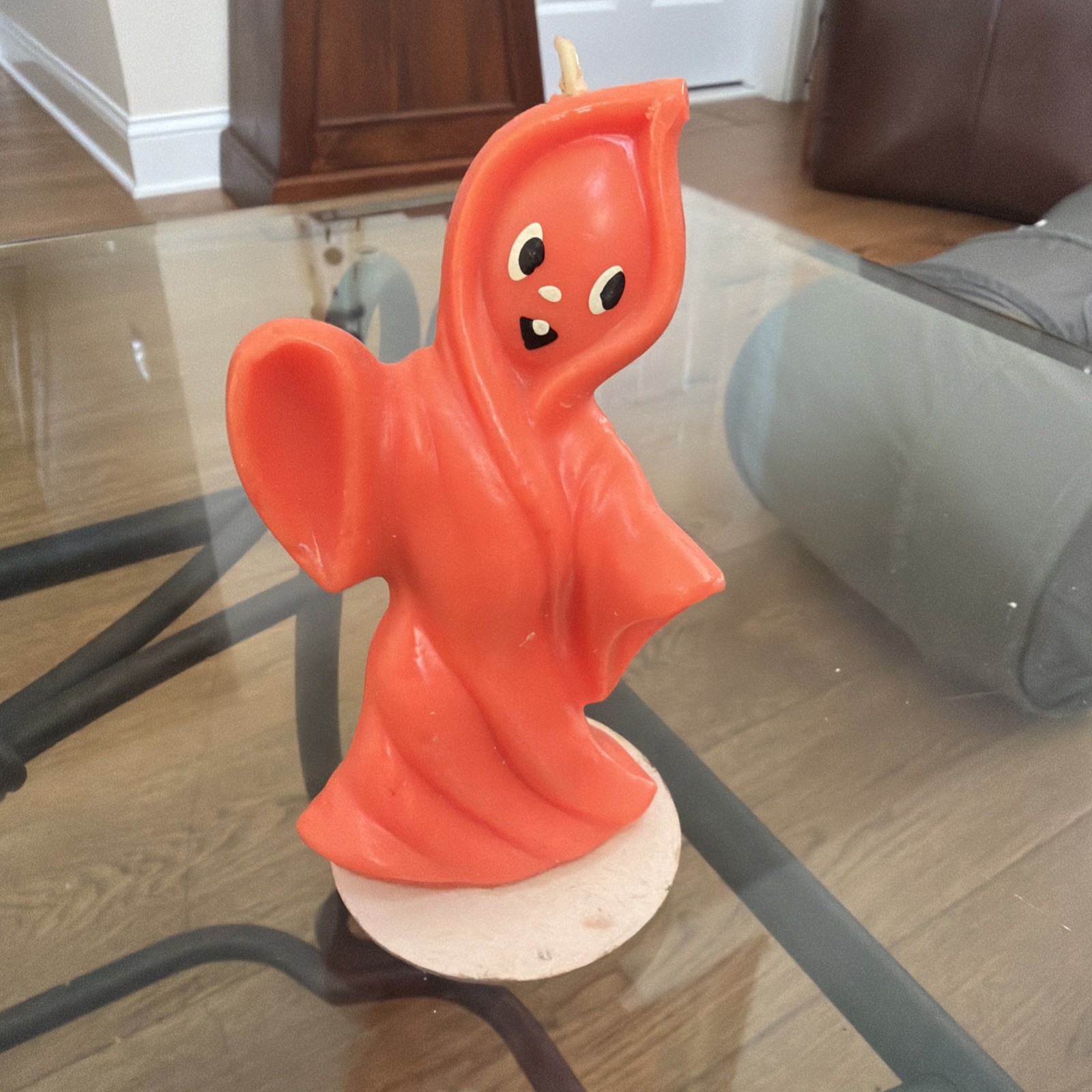 Vintage Gurley Orange Ghost Candle NOS with Label & unlit wick   5