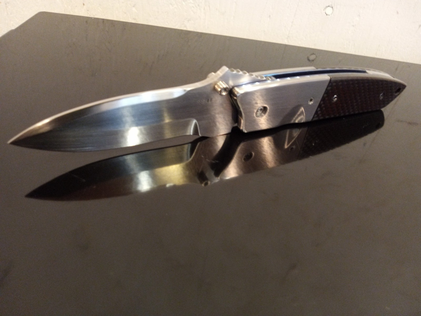 Custom  DALE REIF  Prototype #1  Linerlock Folder. Titanium Frame. Carbon Fiber.