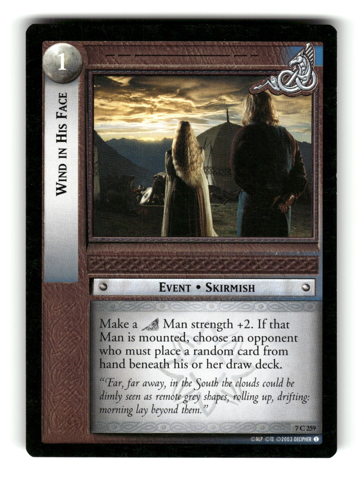 2003 LOTR The Return of the King Wind in His Face Trading Card #7C259
