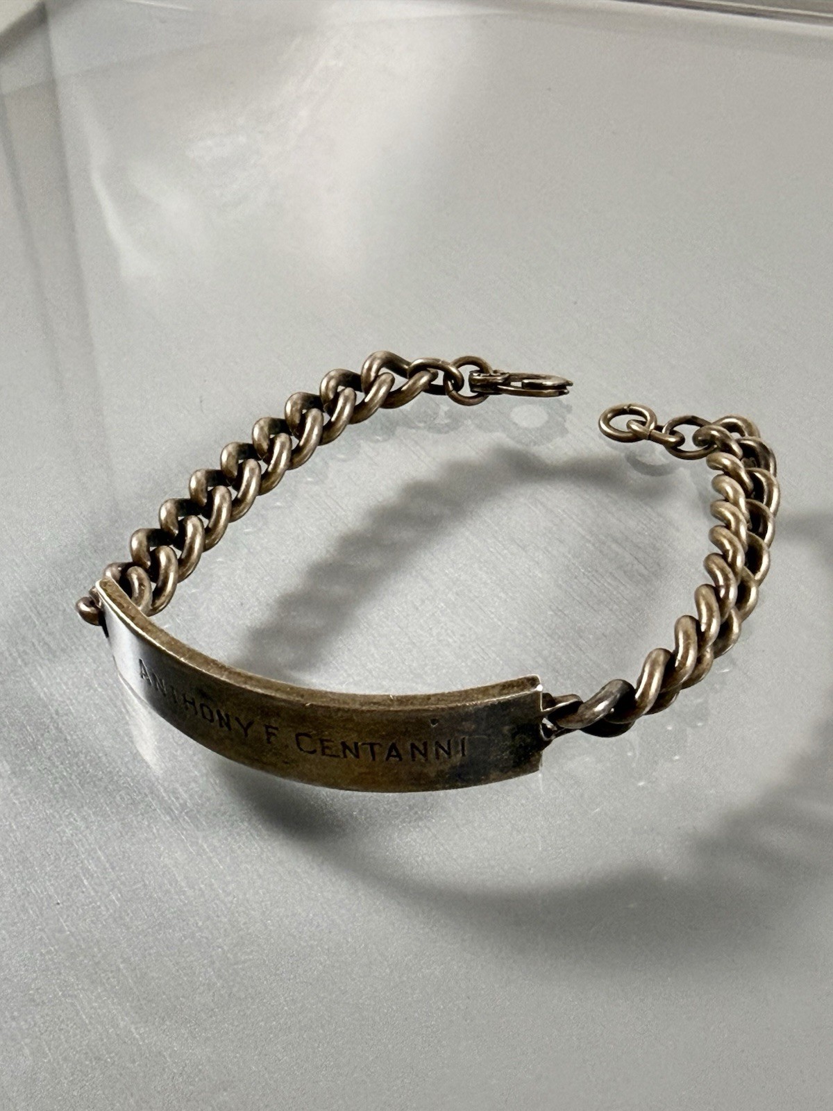 Vintage 925 Sterling Silver WWII US Military ID Bracelet 7.75” Inches