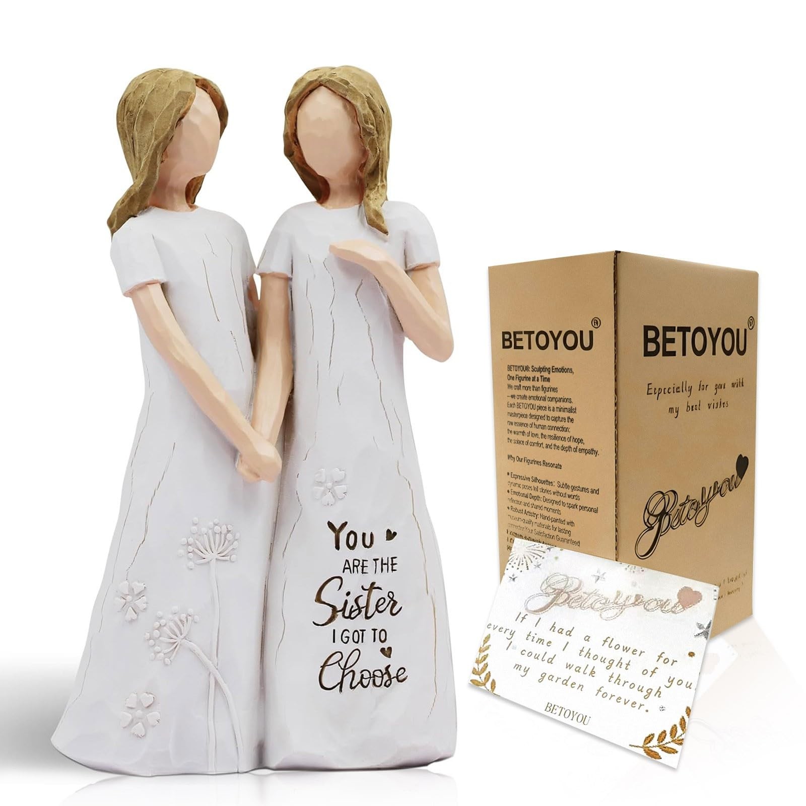 Best Friend Birthday Gifts for Women - Resin Sister Figurines Best Friend Sis...