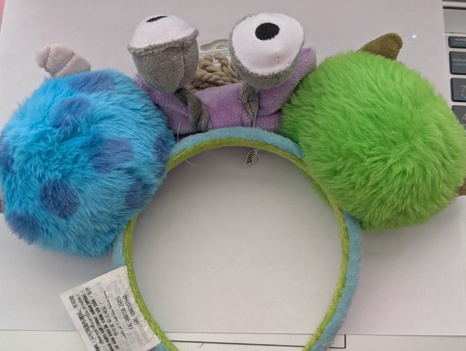 Disney Parks Monsters Inc Sully and Mike Fuzzy Ears Headband New