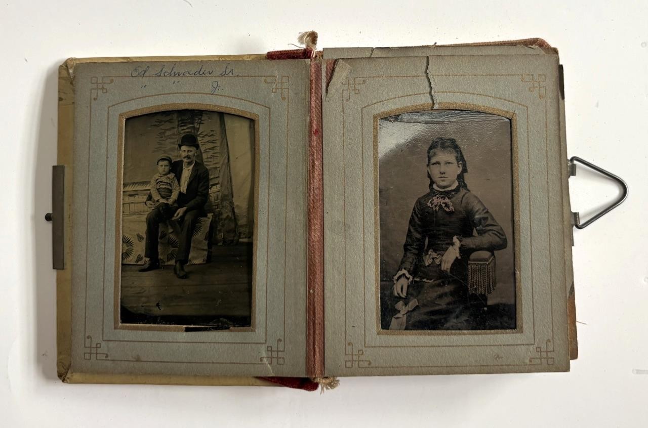 Antique Tintype Schroeder Family Children Photo Album Newark NJ Fashion/Hair/Hat