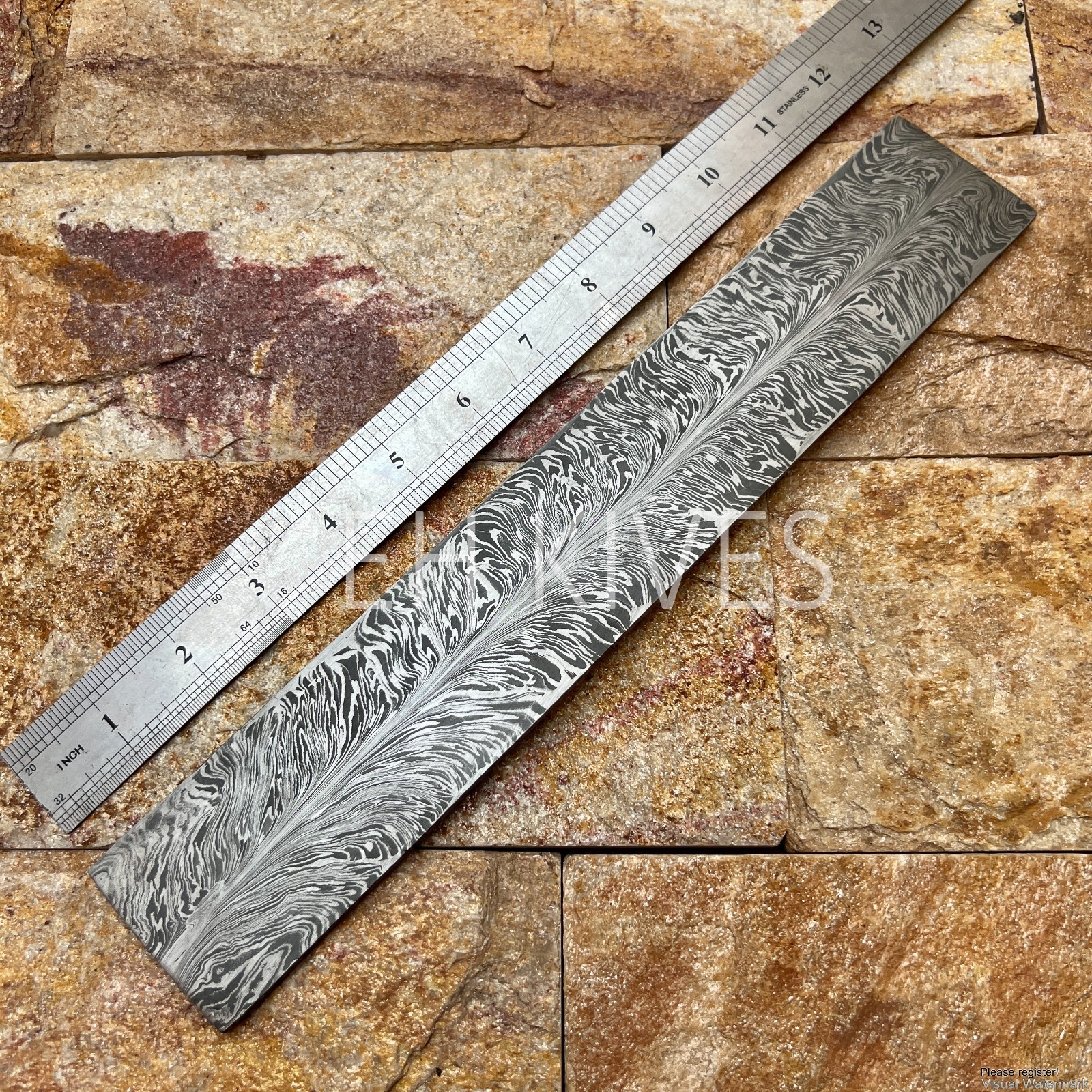 12'' handmade damascus steel High quality feather blank billet for knifemaking