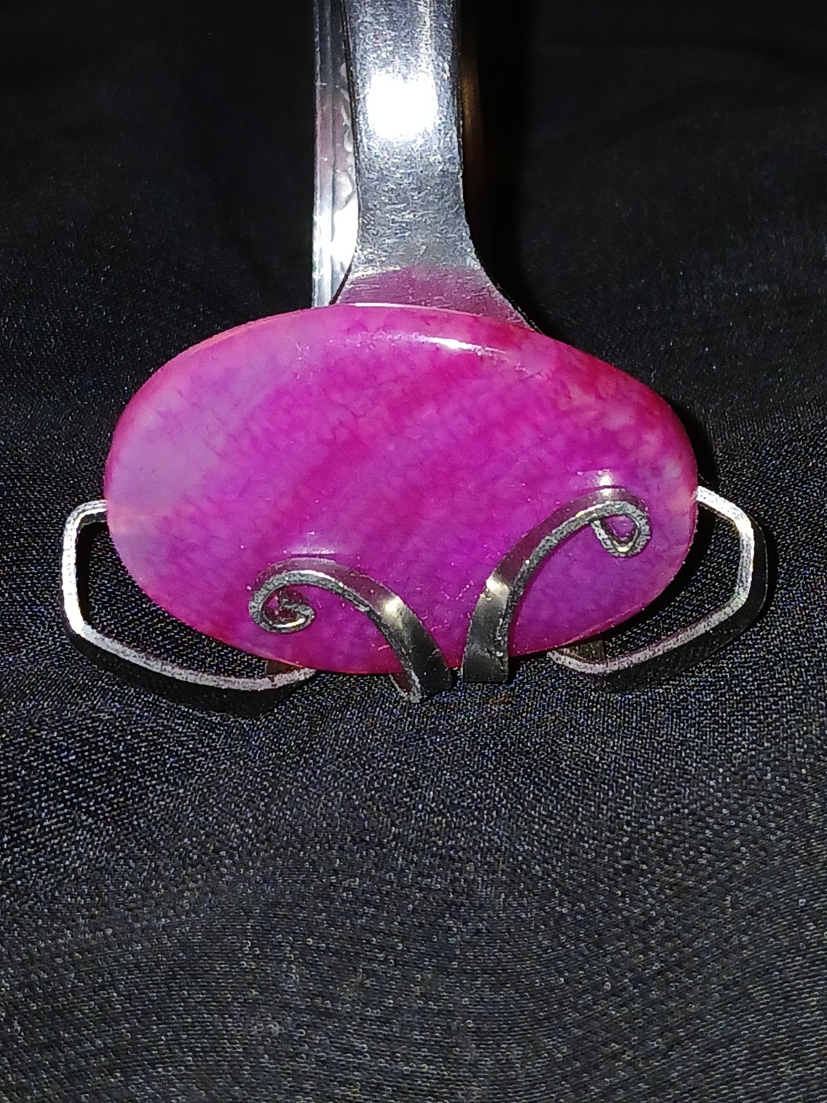 Pink Agate, Hand Made Fork Art, Vintage