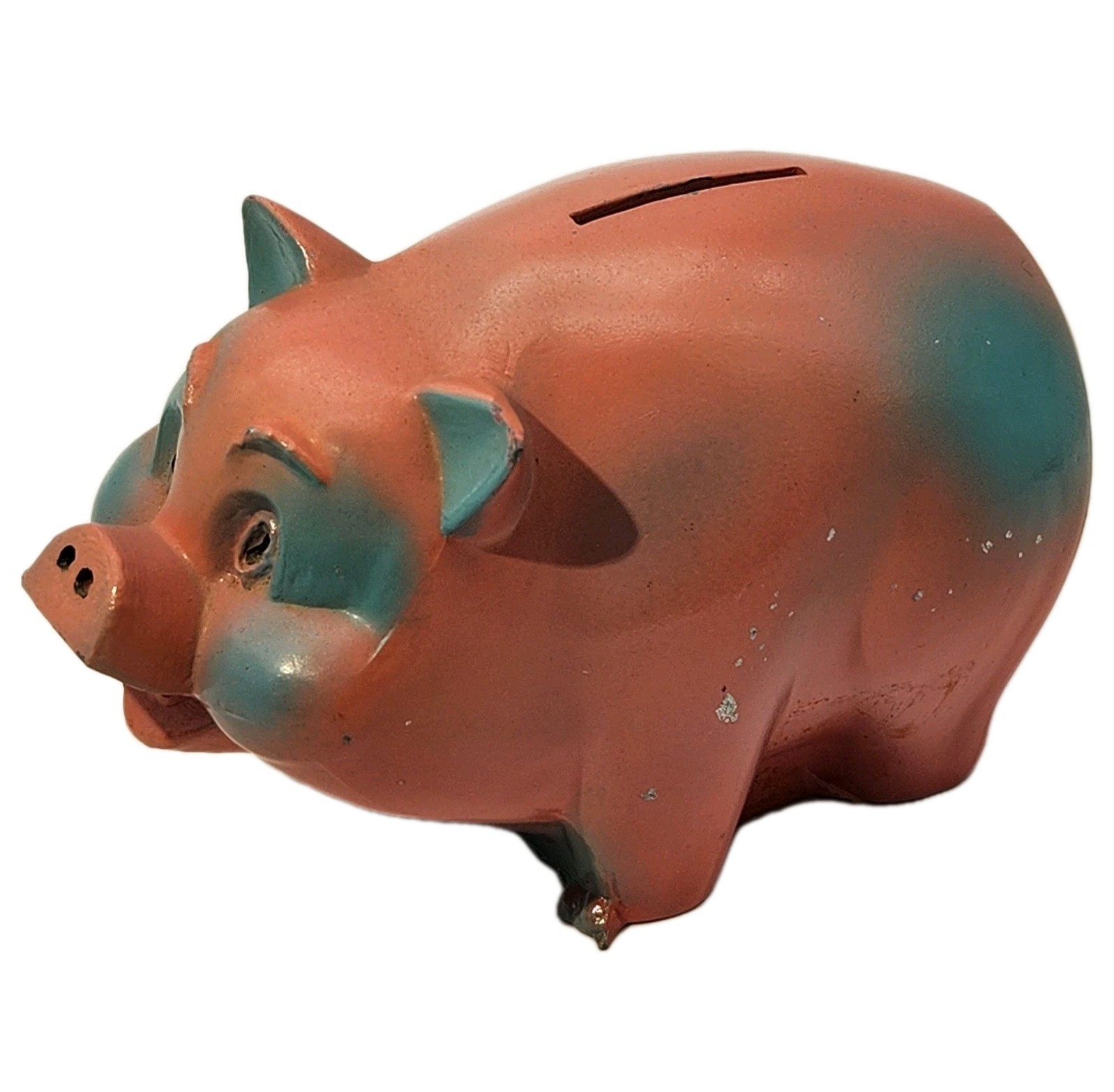 Vintage MCM Piggy Bank CAST ALUMINUM With Key Nat\'l Bank of Commerce Superior WI