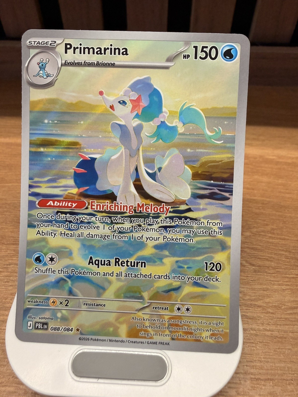 Pokémon TCG Primarina Pitch Black 088/084 Illustration Rare English Card NM