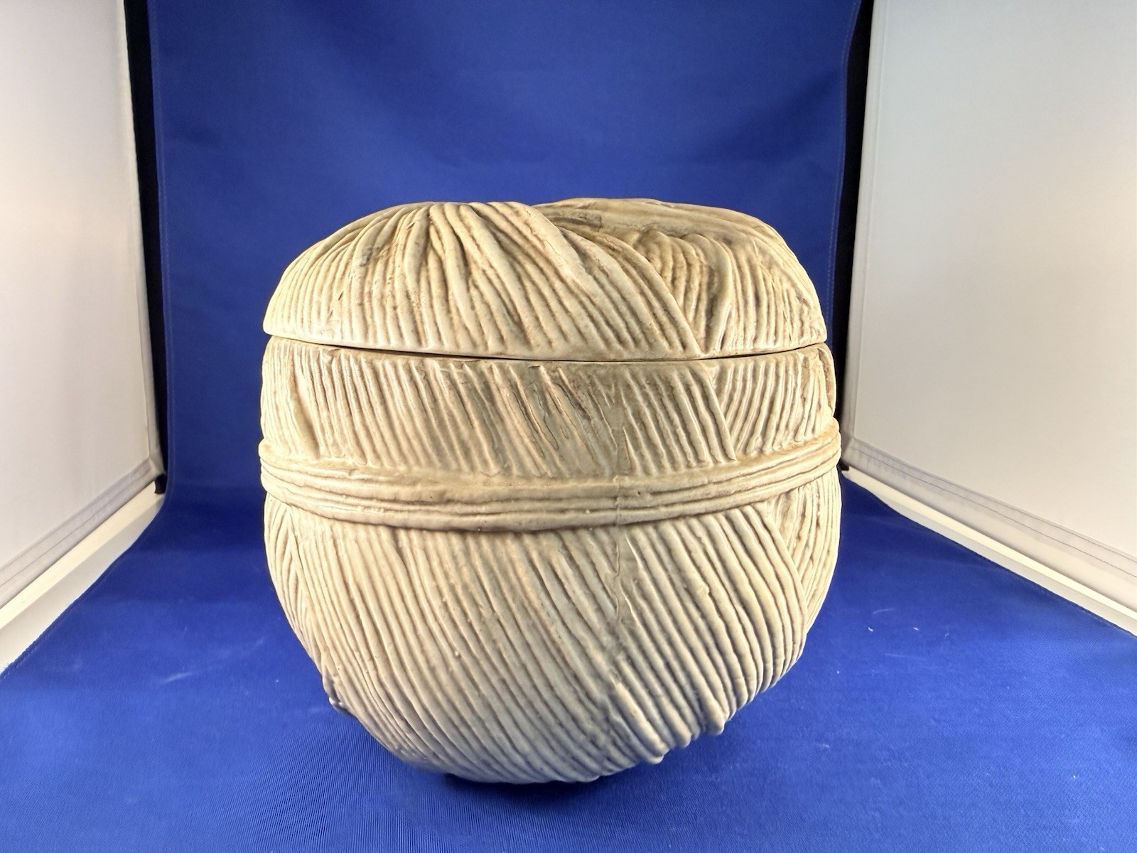 Vintage Raymor Mancioli Italy Ceramic String Ball Canister Lidded Jar 6” MCM