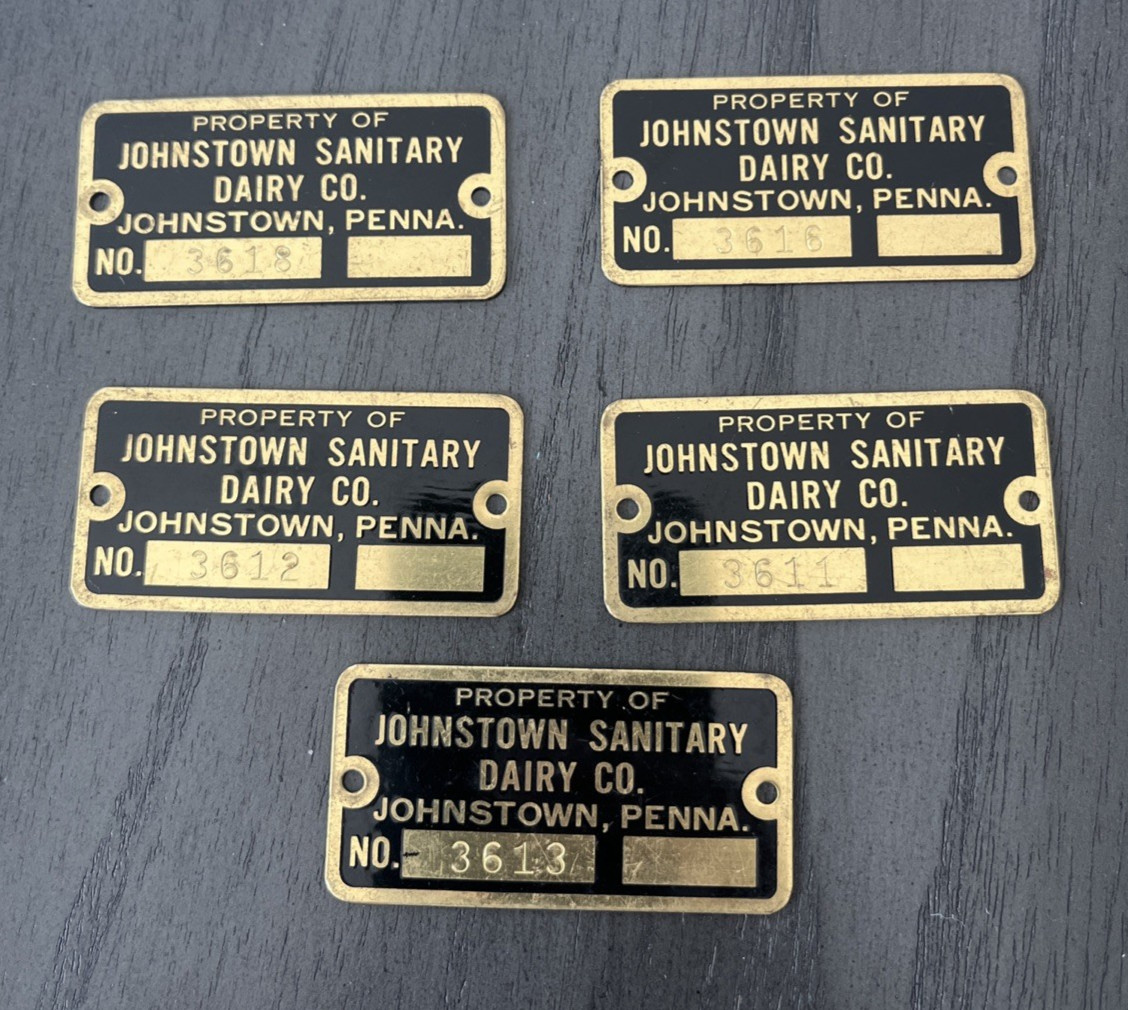VINTAGE JOHNSTOWN SANITARY DAIRY CO. MILK TAGS JOHNSTOWN, PA.