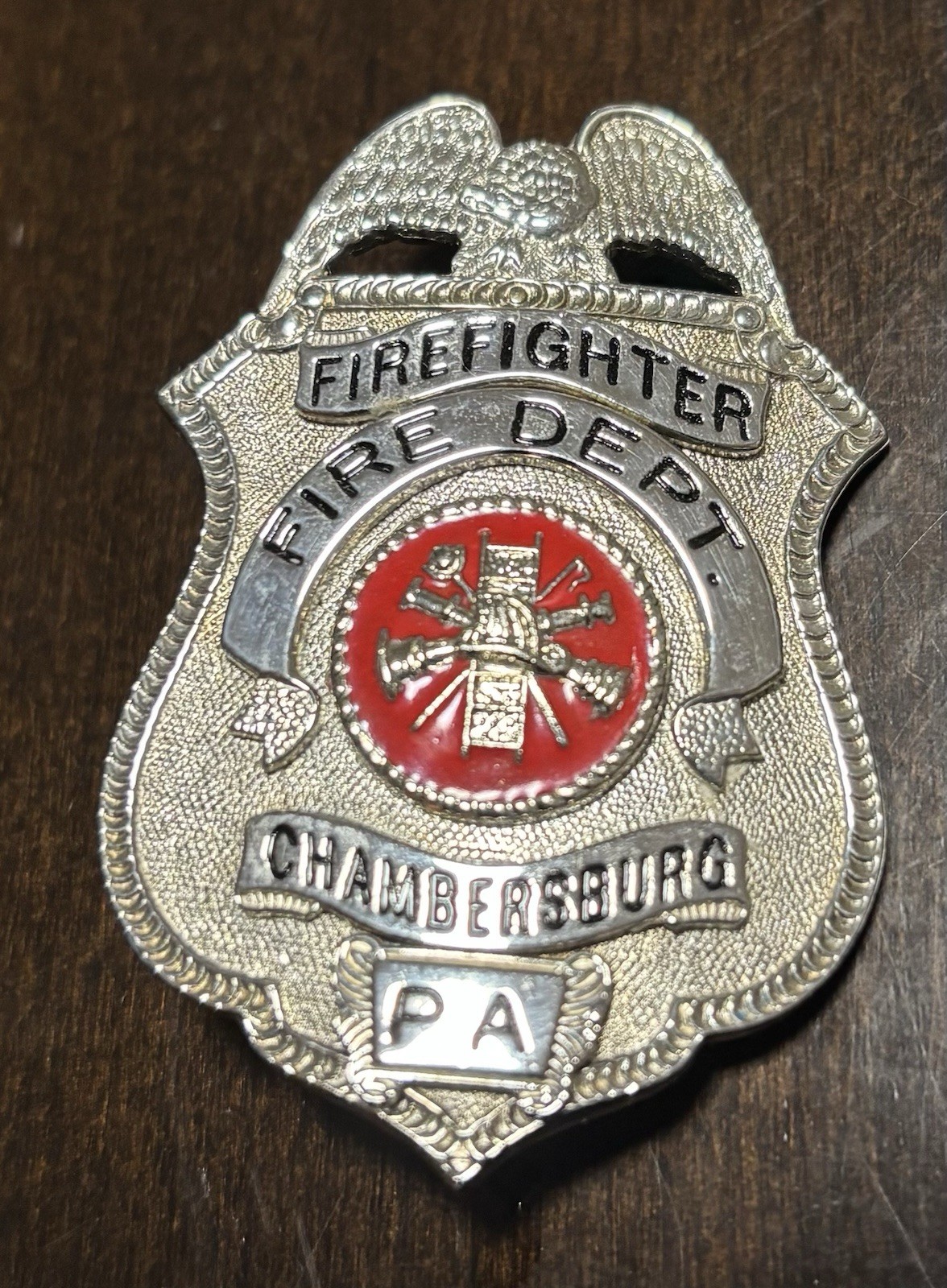 Vintage Firefighter Chambersburg PA Fire Department Badge Smith Warren