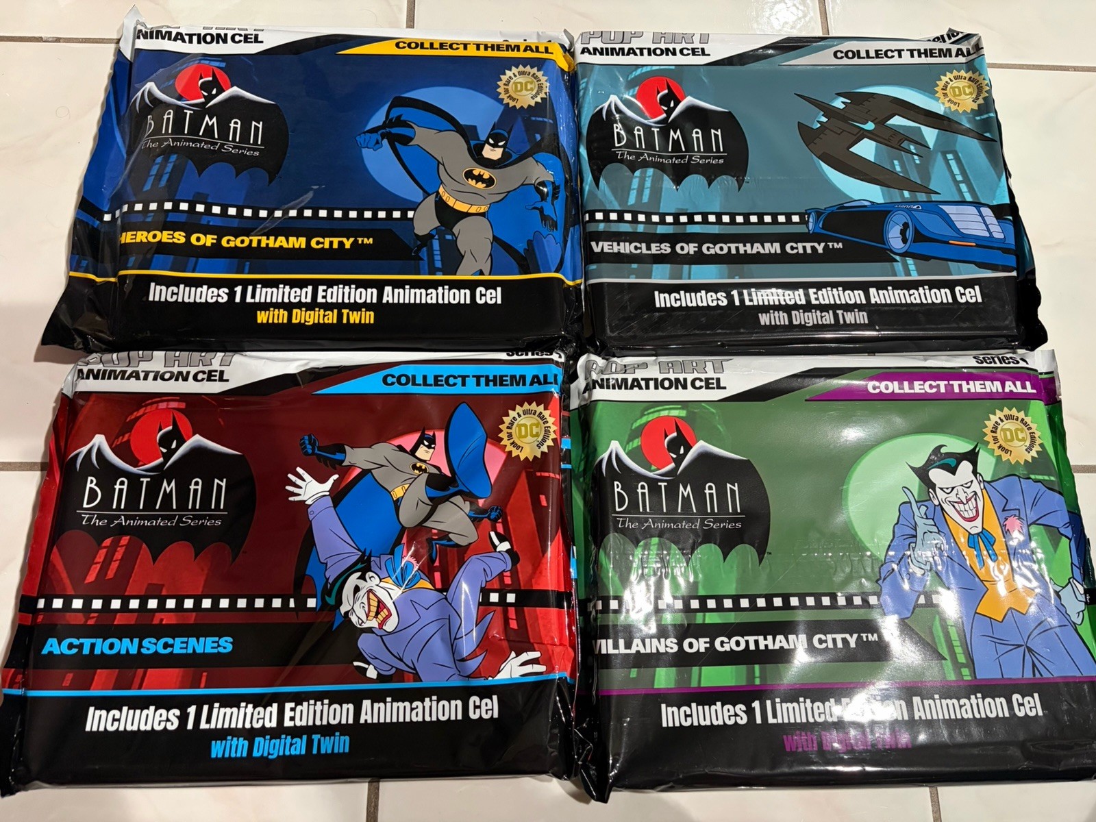 Pop Art Batman Animated Series Animation Cel Lot Of 4 1 Of Each New Sealed