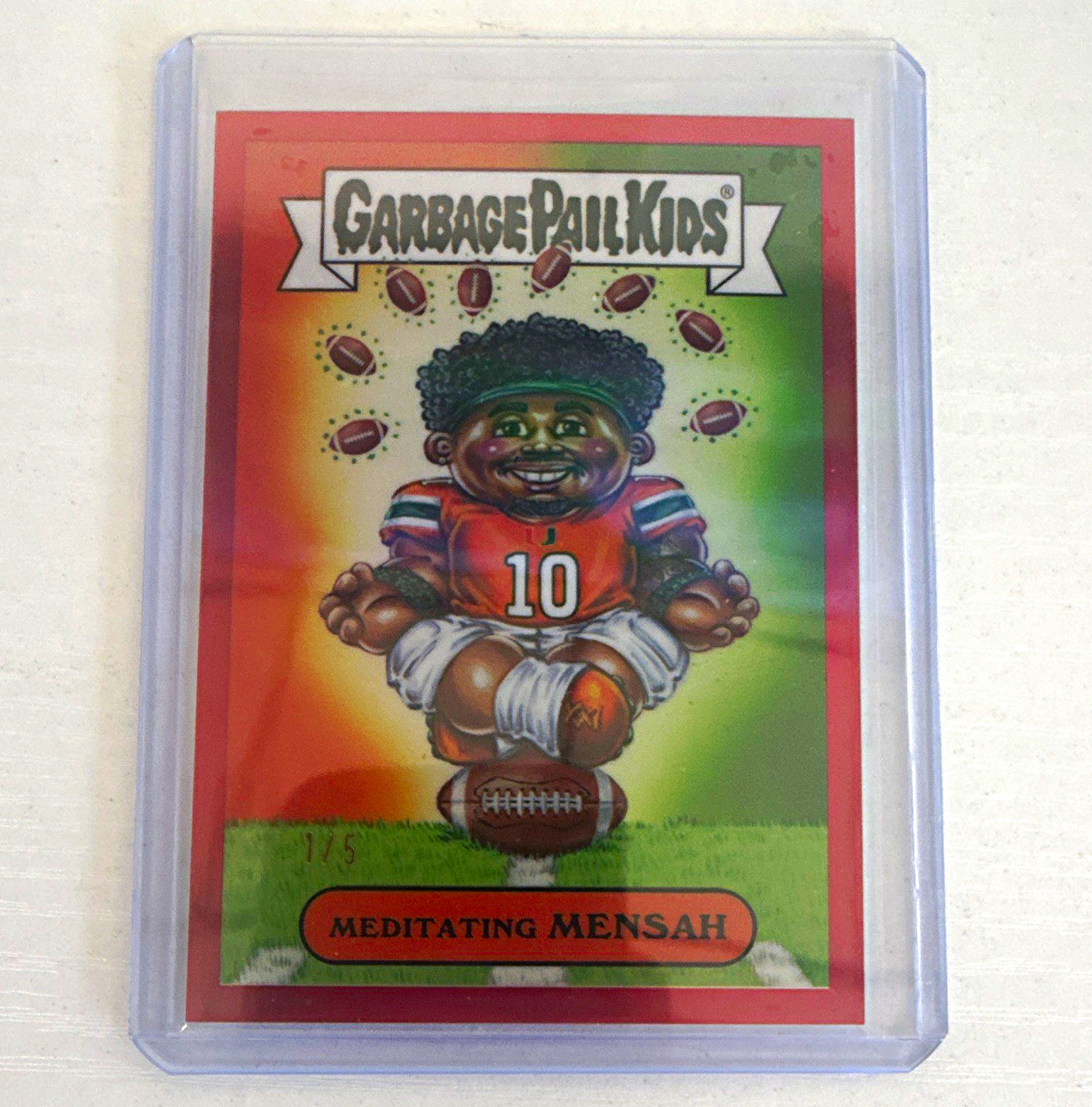 Topps 2025 Garbage Pail Kids Meditating Darian Mensah NILG-DME Serial #1/5 Red 
