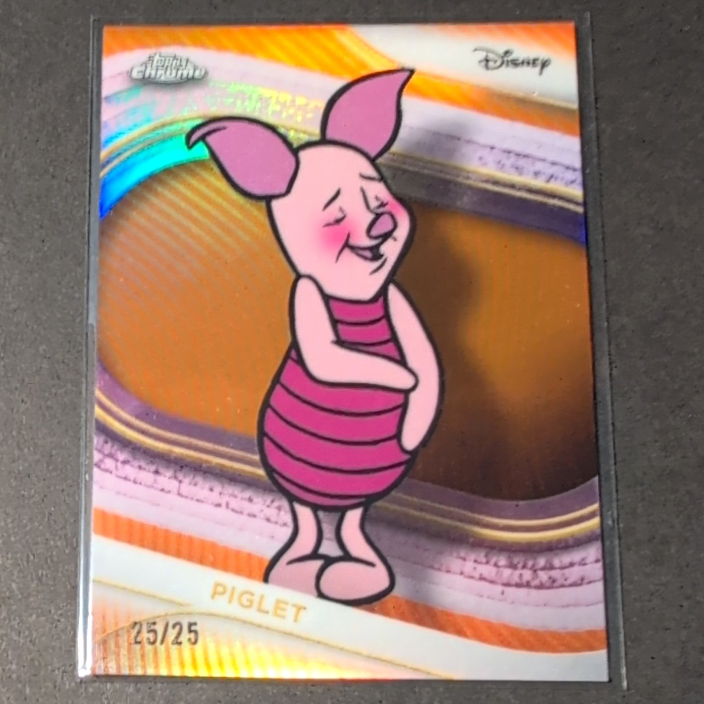 Topps 2025 Chrome Disney PIGLET Orange Wave ReFractor #\'d 25/25 *LAST Print Run