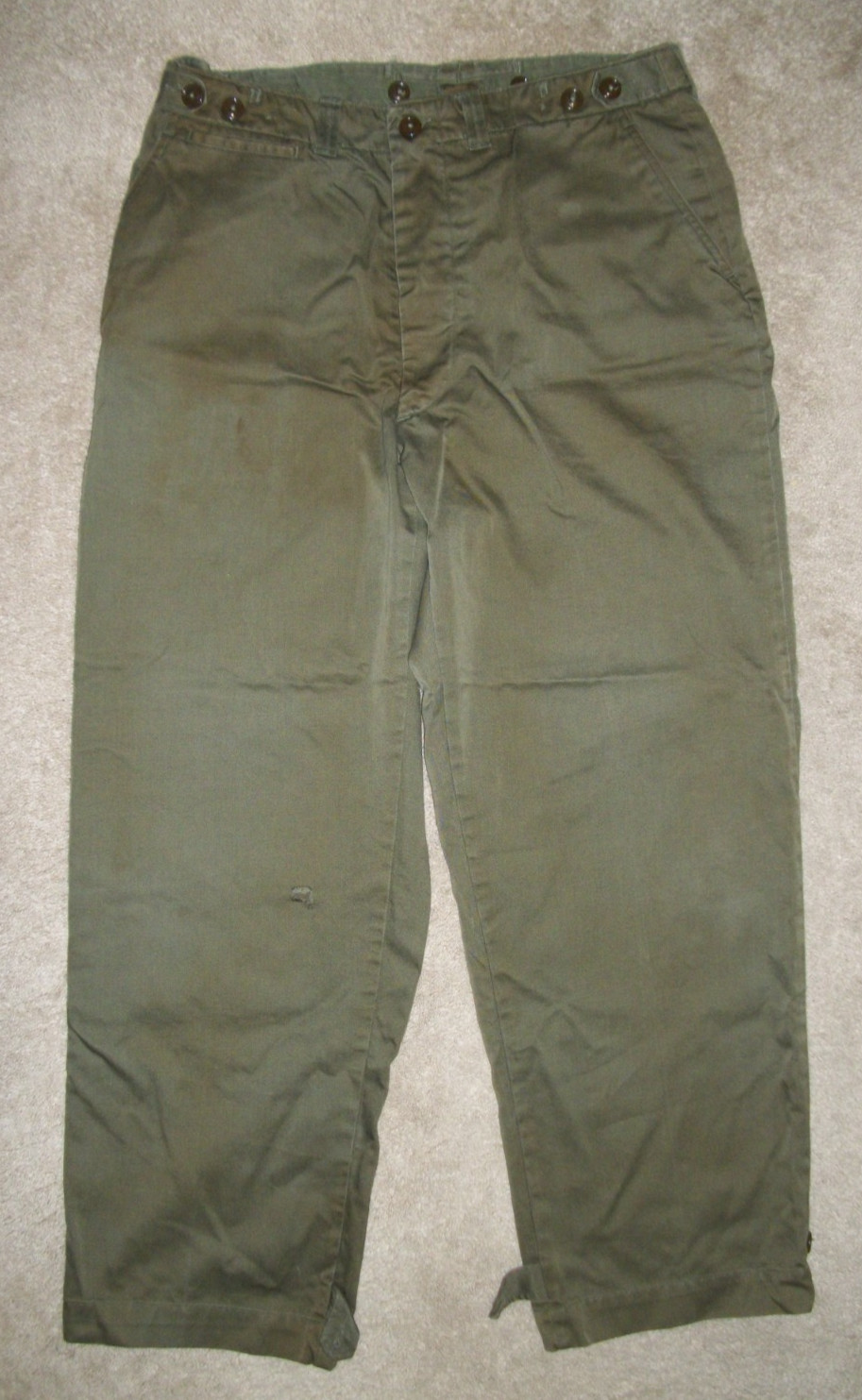 VTG 1940s WWII M1943 US Army Field Sateen Combat Trousers 35 x 31 Pants WW2