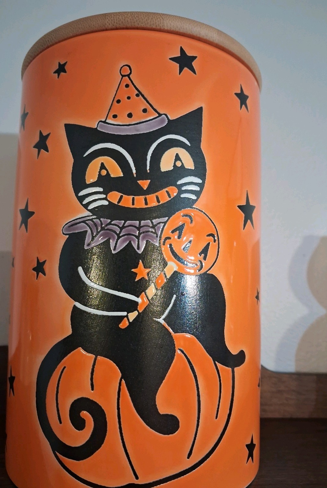 Eli + Ana Orange Black Cat Canister Halloween  7” Johanna Parker like Style NEW