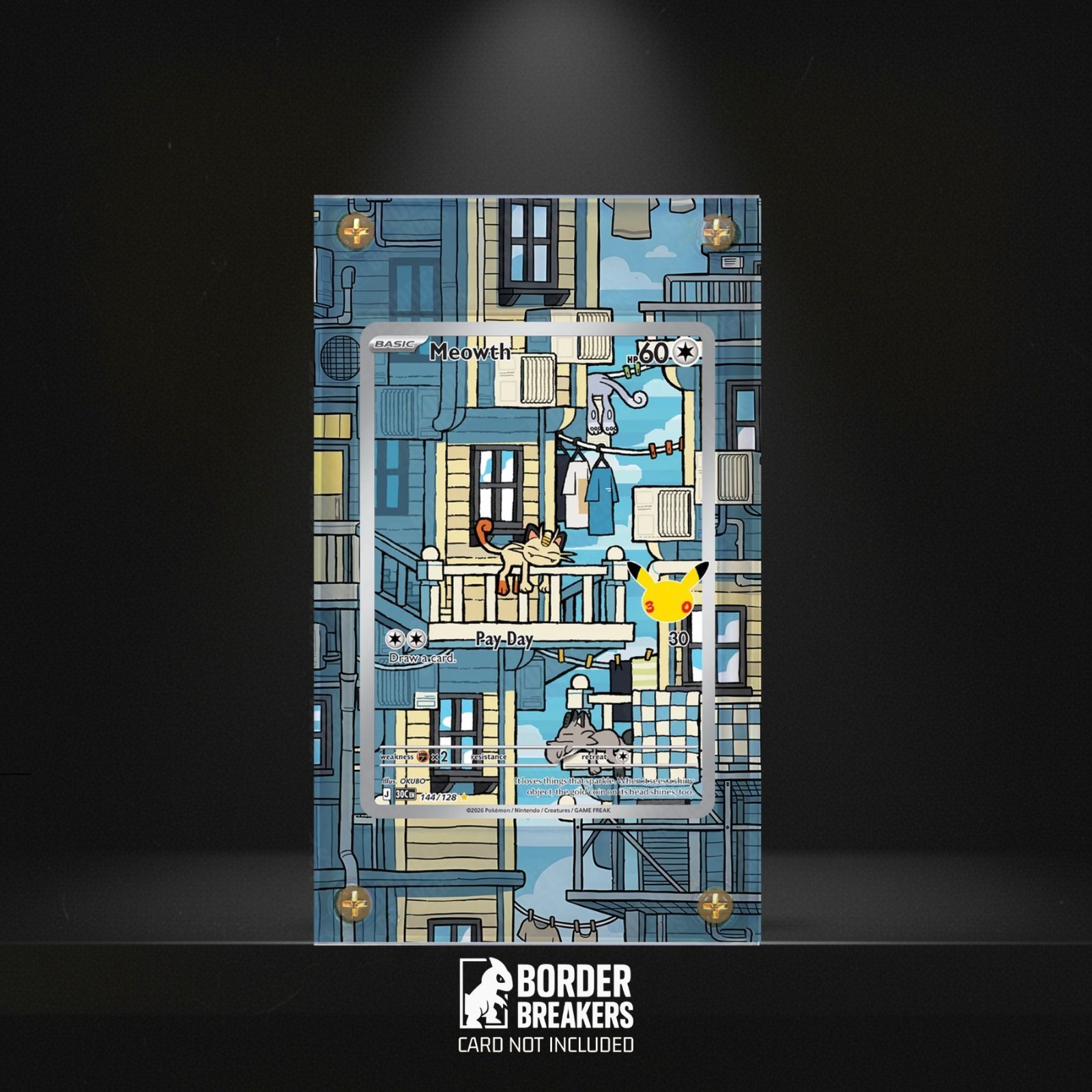 Meowth 144/128 Extended Art Display Case Magnetic/Screw/Standing